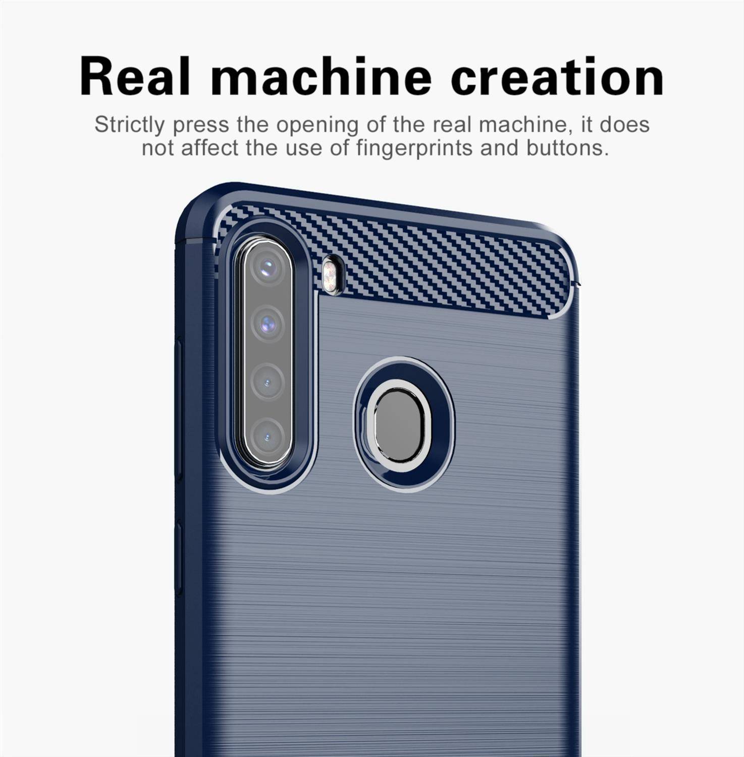 Cadorabo Hülle für Samsung Galaxy A21 in Blau Schutzhülle TPU Case Cover Etui Handyhülle