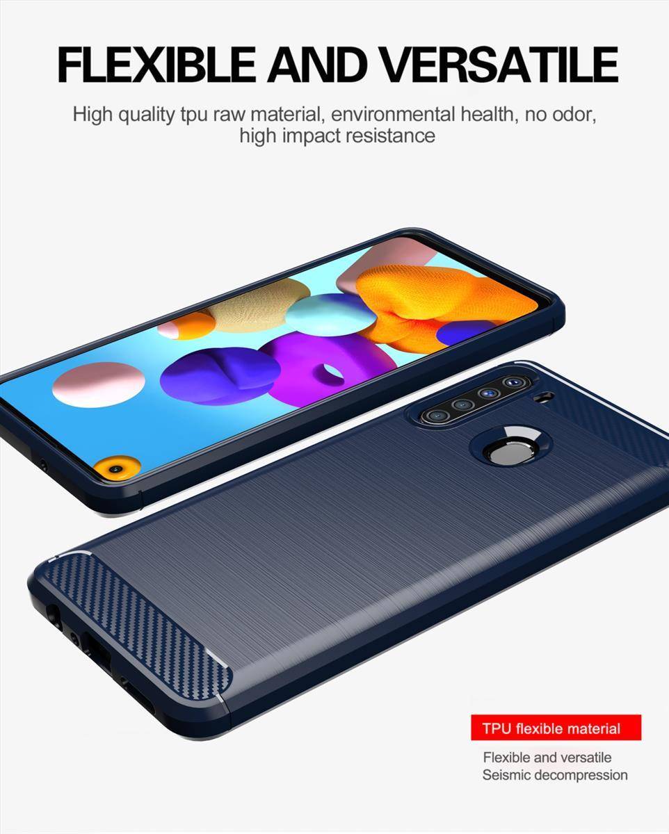 Cadorabo Hülle für Samsung Galaxy A21 in Blau Schutzhülle TPU Case Cover Etui Handyhülle