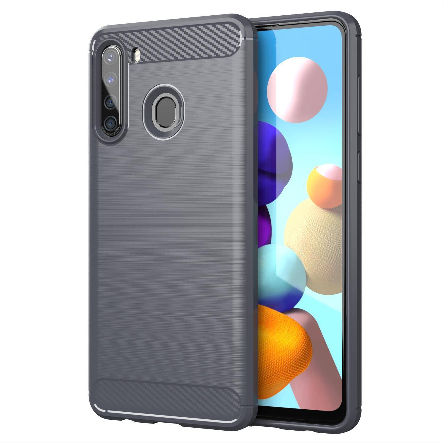 Cadorabo Hülle für Samsung Galaxy A21 in Grau Schutzhülle TPU Case Cover Etui Handyhülle