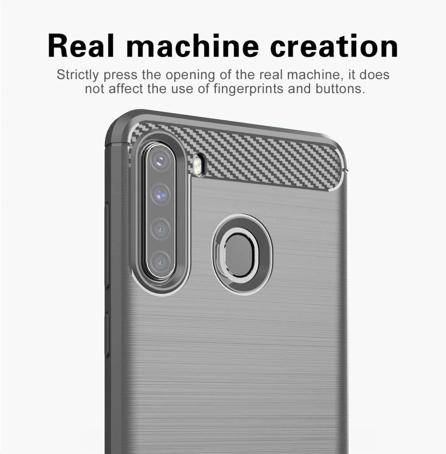 Cadorabo Hülle für Samsung Galaxy A21 in Grau Schutzhülle TPU Case Cover Etui Handyhülle
