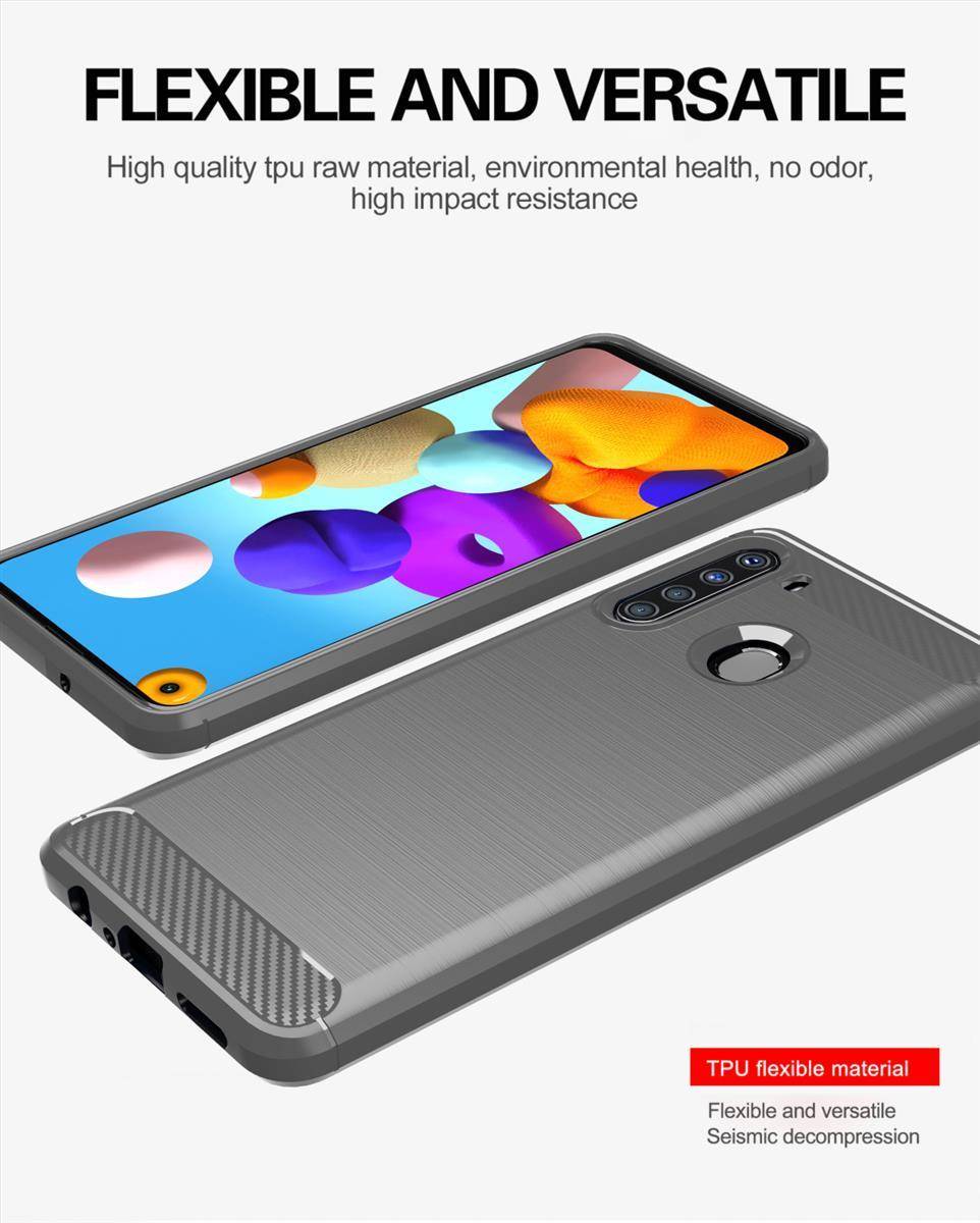 Cadorabo Hülle für Samsung Galaxy A21 in Grau Schutzhülle TPU Case Cover Etui Handyhülle