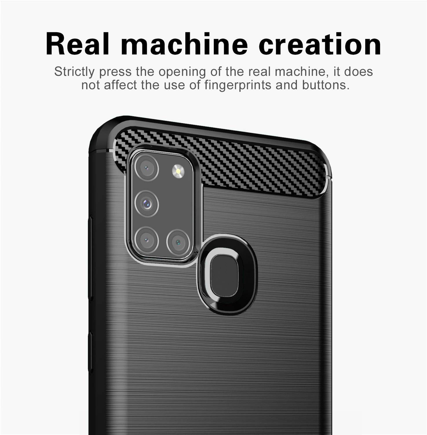 Cadorabo Hülle für Samsung Galaxy A21s in Schwarz Schutzhülle TPU Case Cover Etui Handyhülle