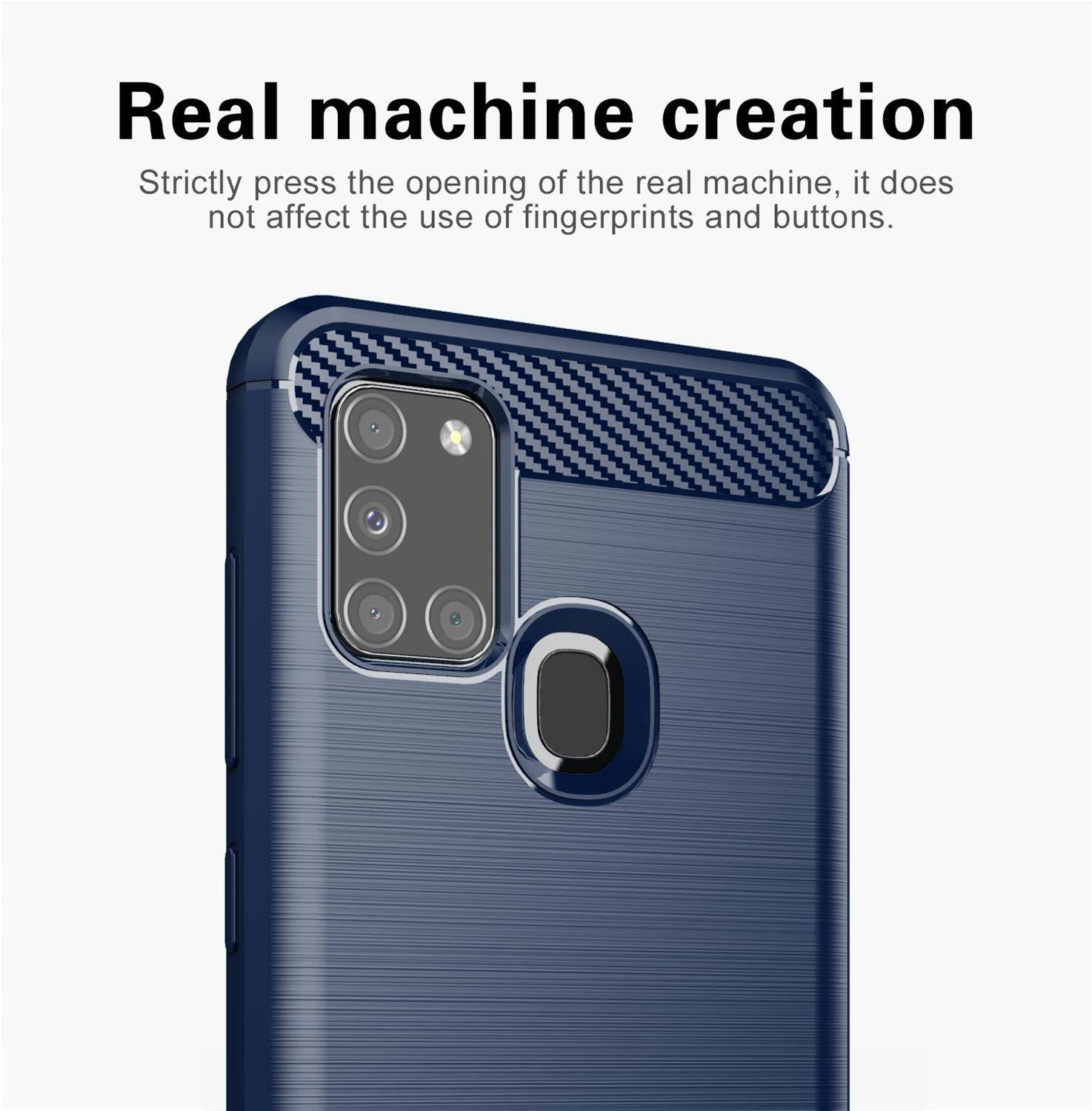 Cadorabo Hülle für Samsung Galaxy A21s in Blau Schutzhülle TPU Case Cover Etui Handyhülle