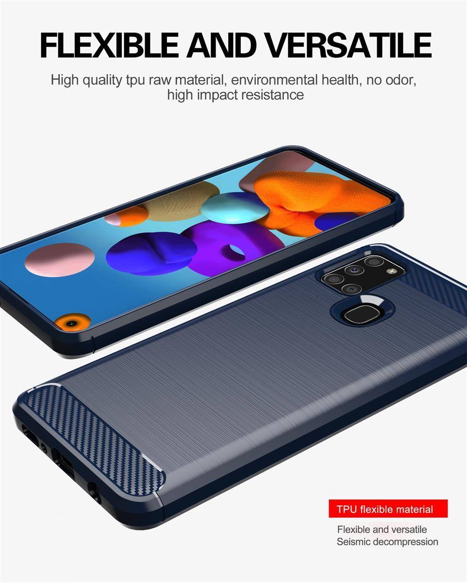 Cadorabo Hülle für Samsung Galaxy A21s in Blau Schutzhülle TPU Case Cover Etui Handyhülle
