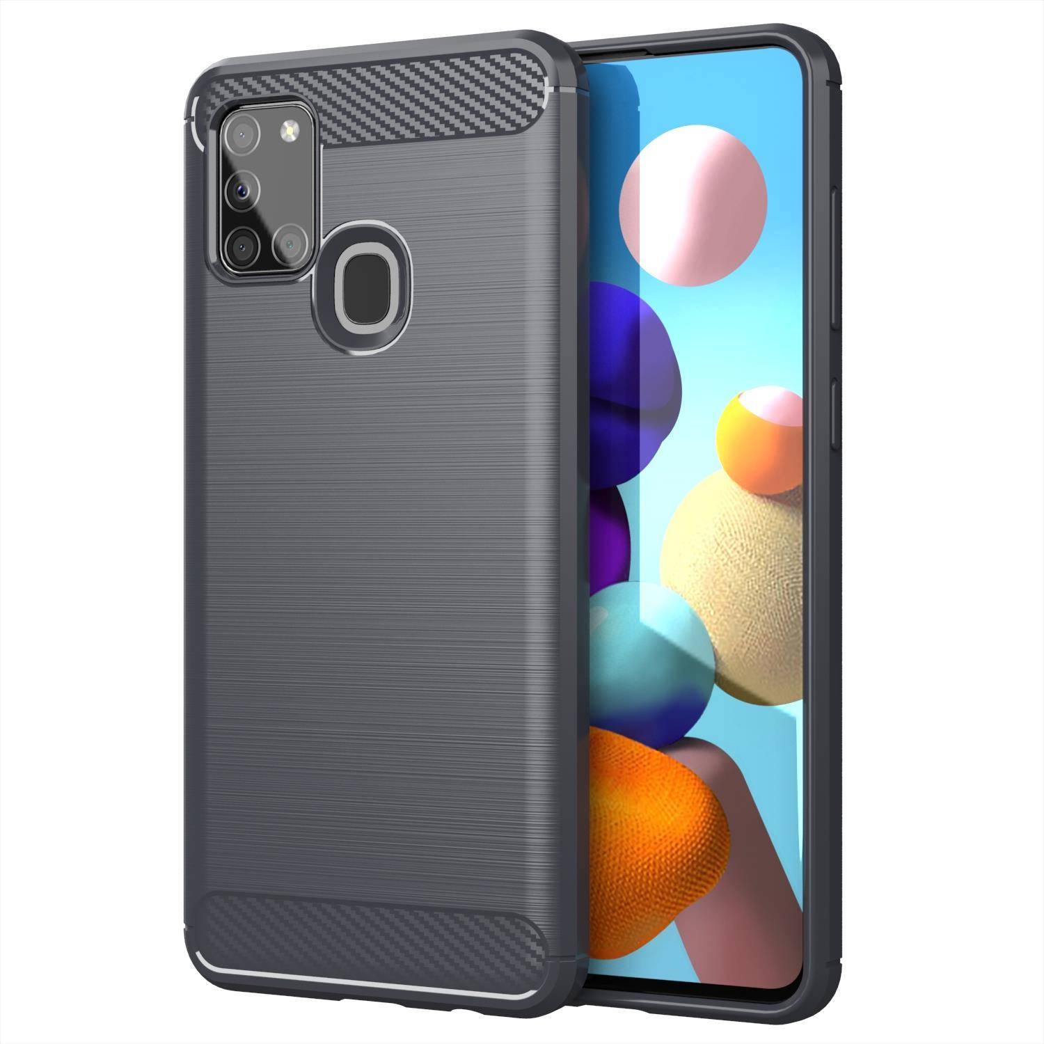 Cadorabo Hülle für Samsung Galaxy A21s in Grau Schutzhülle TPU Case Cover Etui Handyhülle