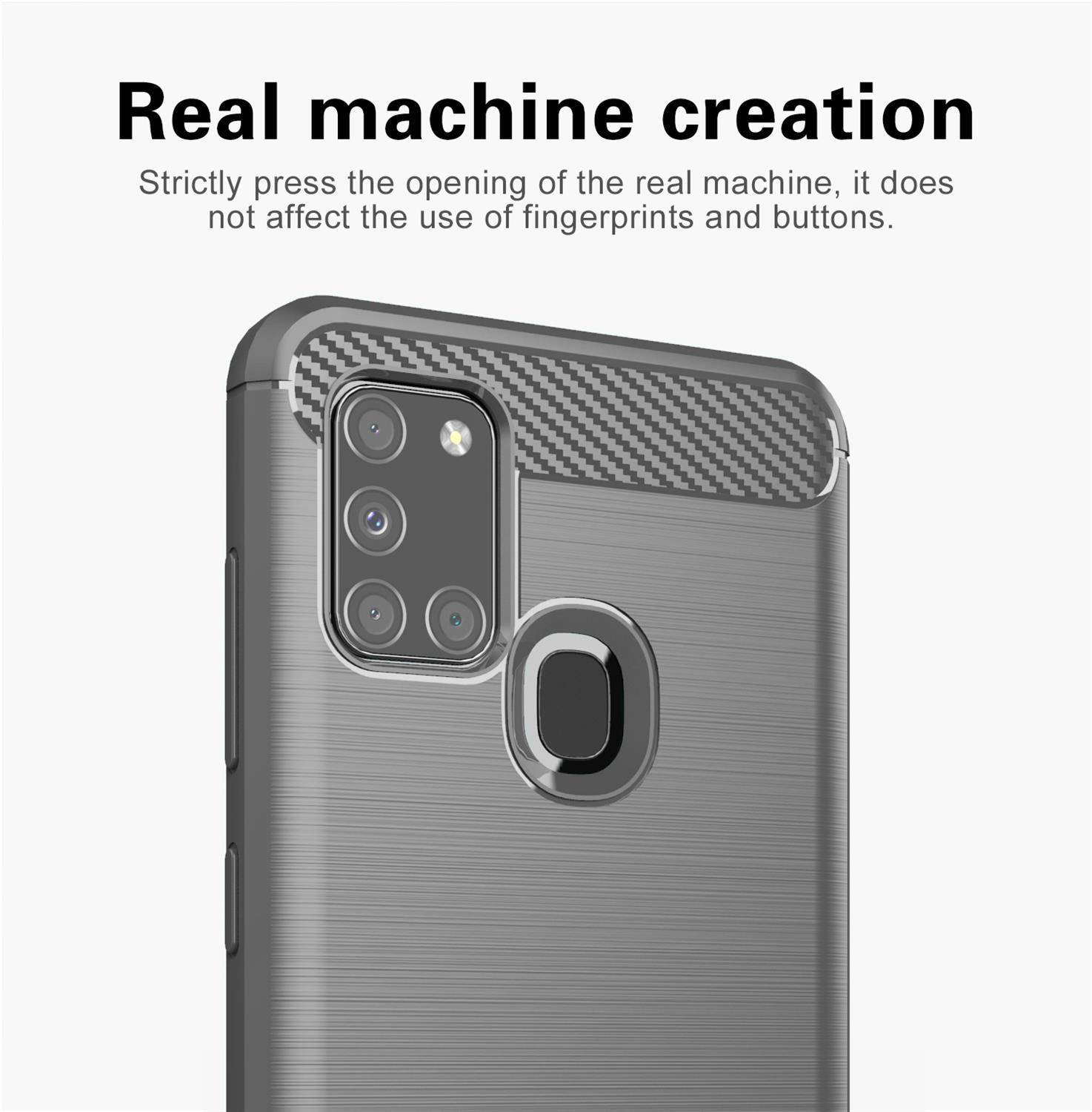 Cadorabo Hülle für Samsung Galaxy A21s in Grau Schutzhülle TPU Case Cover Etui Handyhülle