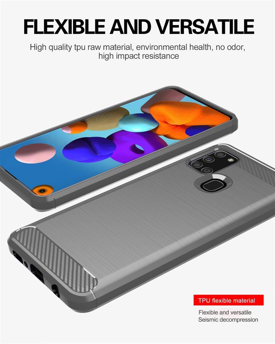 Cadorabo Hülle für Samsung Galaxy A21s in Grau Schutzhülle TPU Case Cover Etui Handyhülle