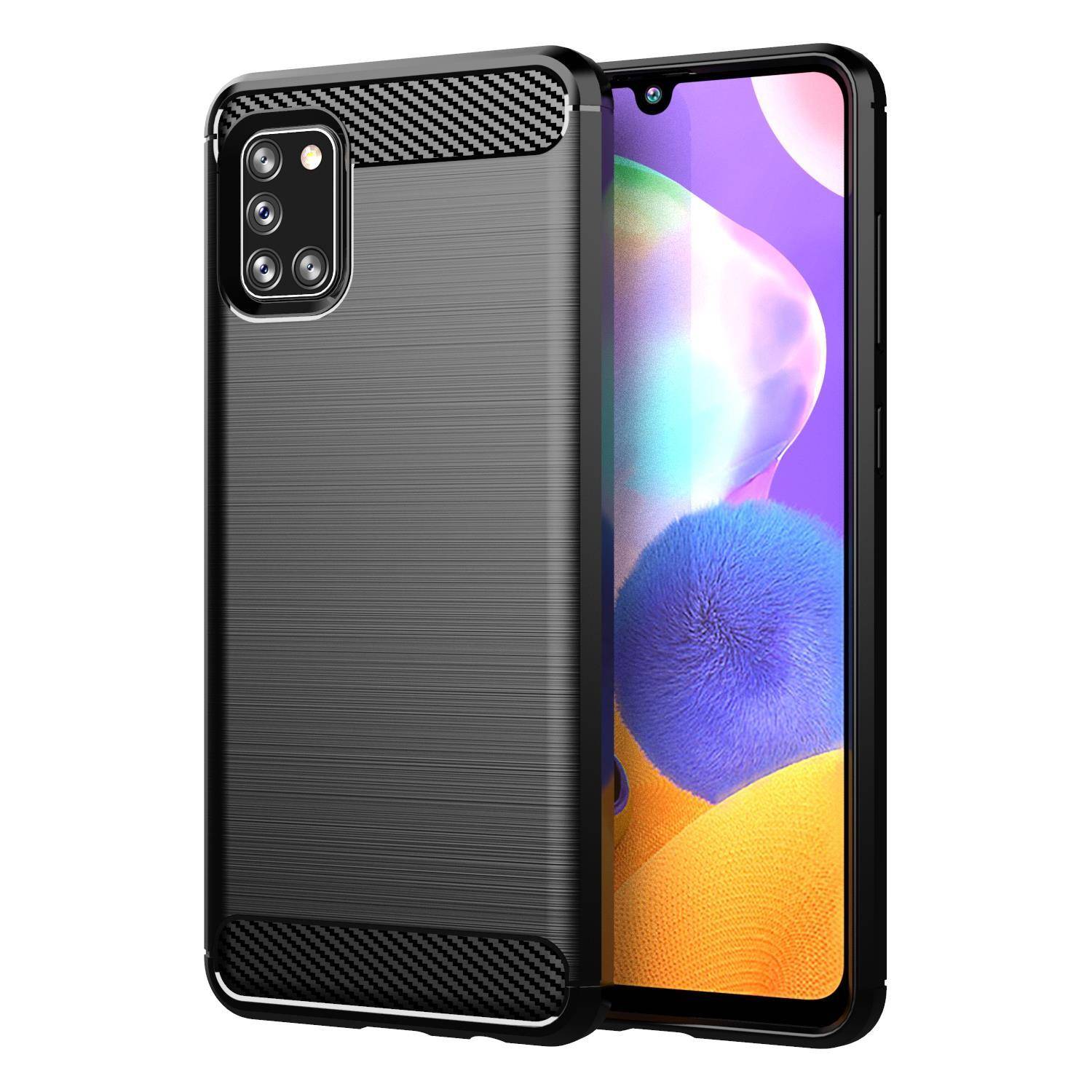 Cadorabo Hülle für Samsung Galaxy A31 in Schwarz Schutzhülle TPU Case Cover Etui Handyhülle