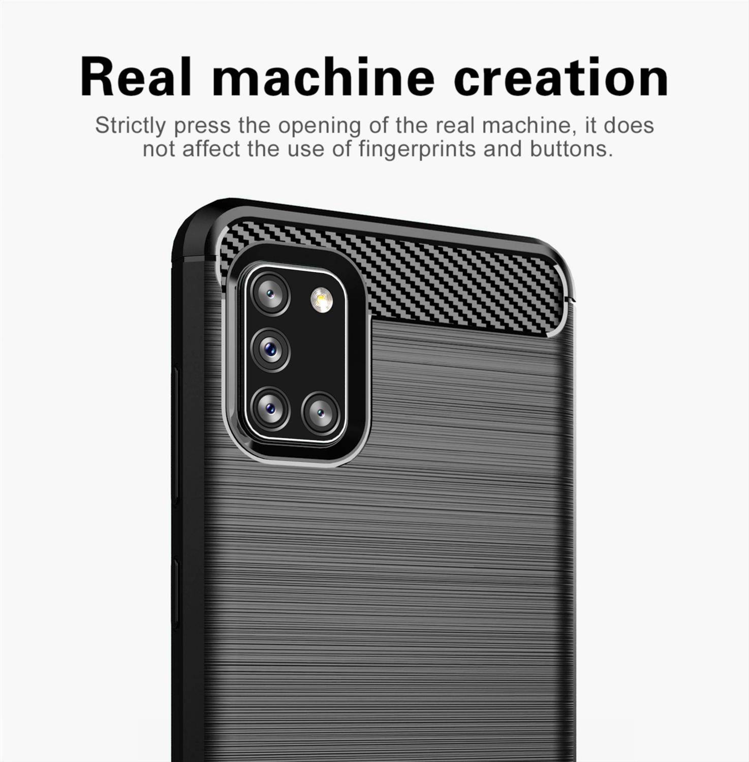 Cadorabo Hülle für Samsung Galaxy A31 in Schwarz Schutzhülle TPU Case Cover Etui Handyhülle