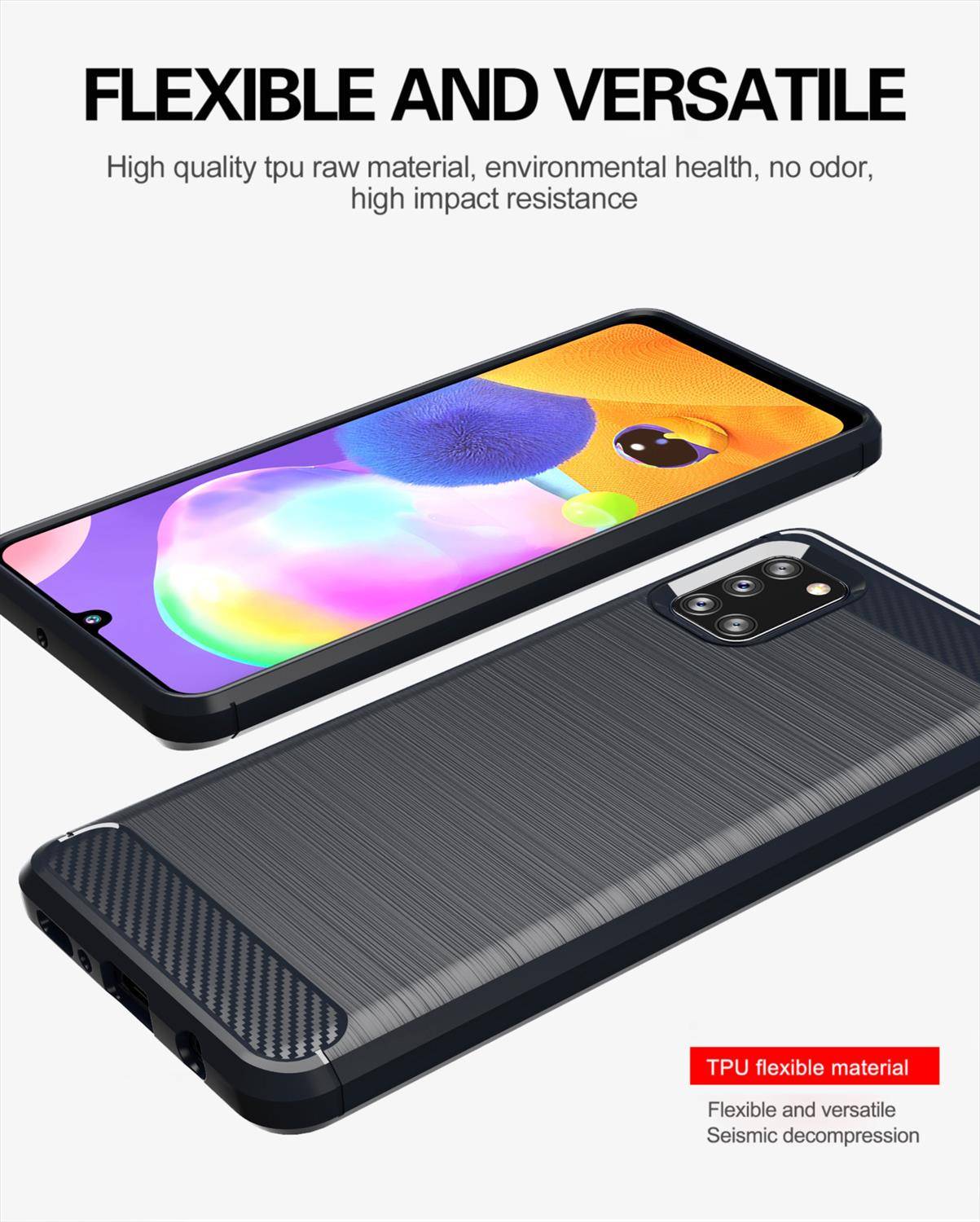 Cadorabo Hülle für Samsung Galaxy A31 in Schwarz Schutzhülle TPU Case Cover Etui Handyhülle