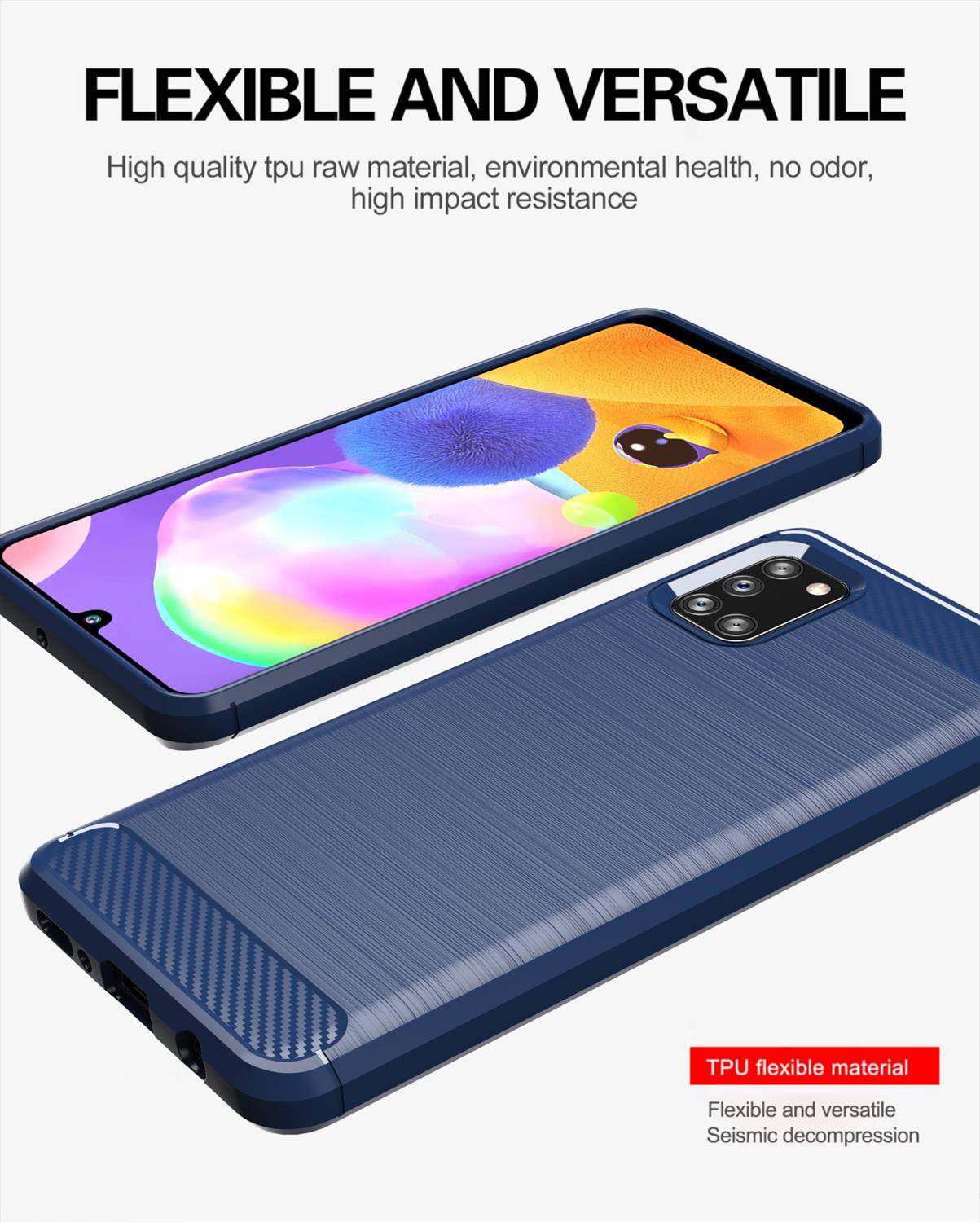 Cadorabo Hülle für Samsung Galaxy A31 in Blau Schutzhülle TPU Case Cover Etui Handyhülle