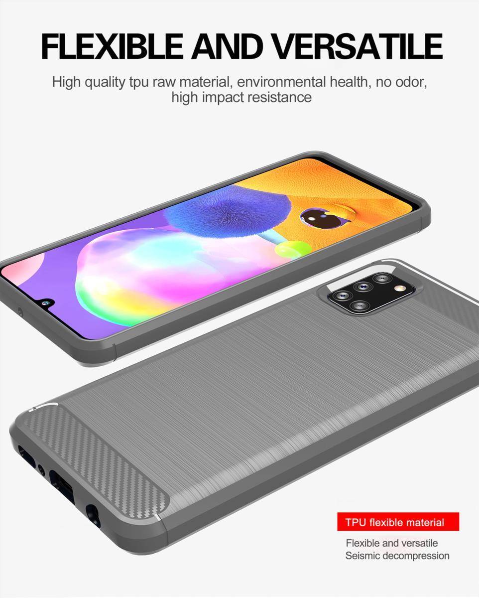 Cadorabo Hülle für Samsung Galaxy A31 in Grau Schutzhülle TPU Case Cover Etui Handyhülle