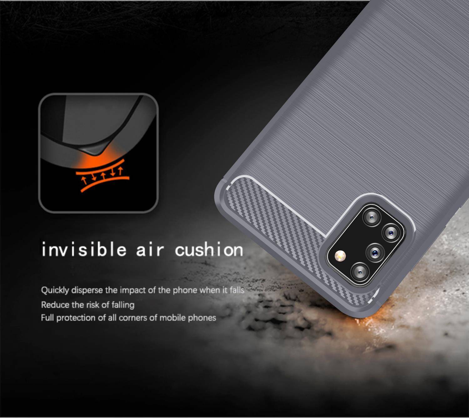 Cadorabo Hülle für Samsung Galaxy A31 in Grau Schutzhülle TPU Case Cover Etui Handyhülle