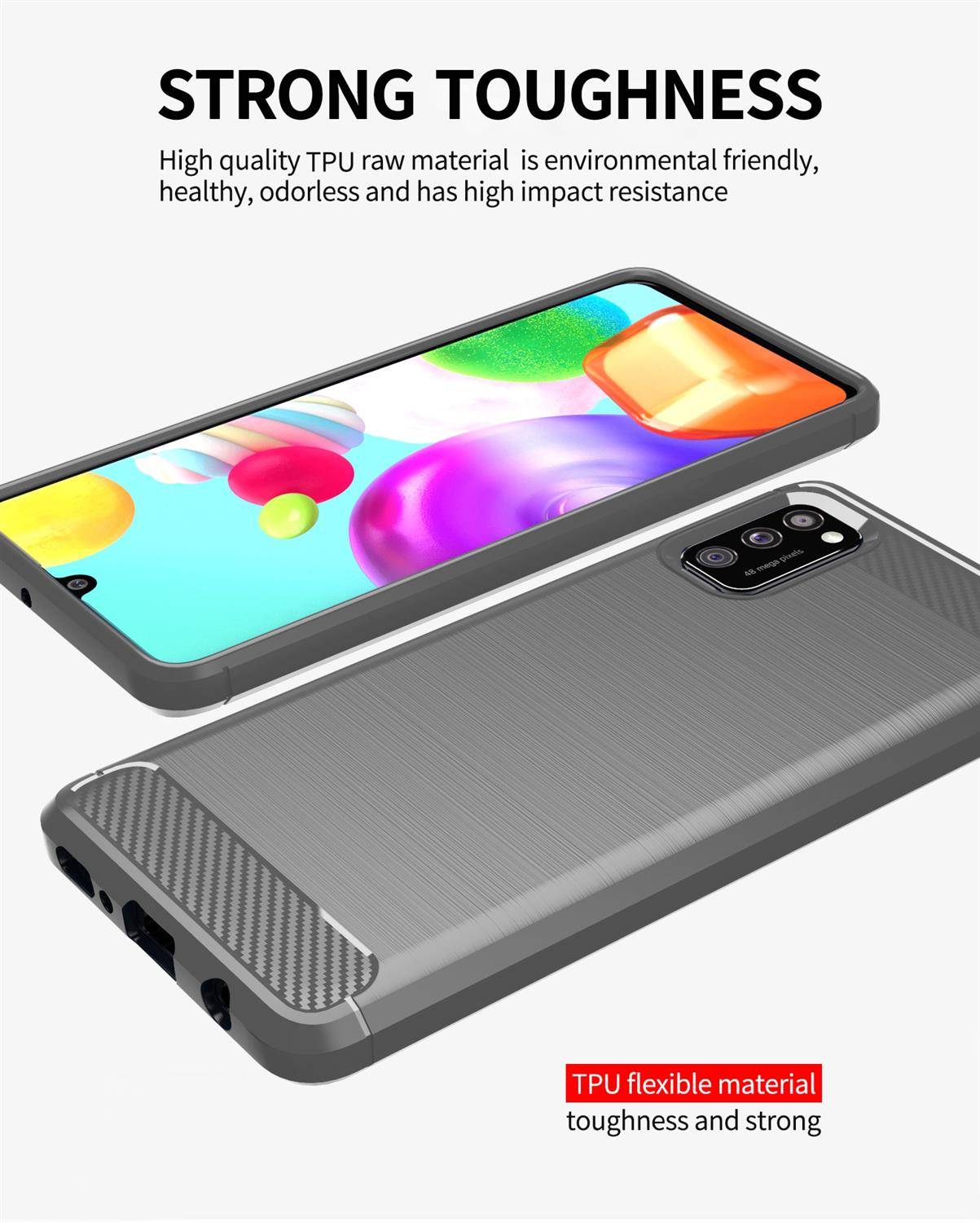 Cadorabo Hülle für Samsung Galaxy A41 in Grau Schutzhülle TPU Case Cover Etui Handyhülle