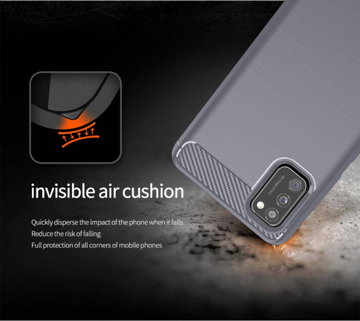 Cadorabo Hülle für Samsung Galaxy A41 in Grau Schutzhülle TPU Case Cover Etui Handyhülle