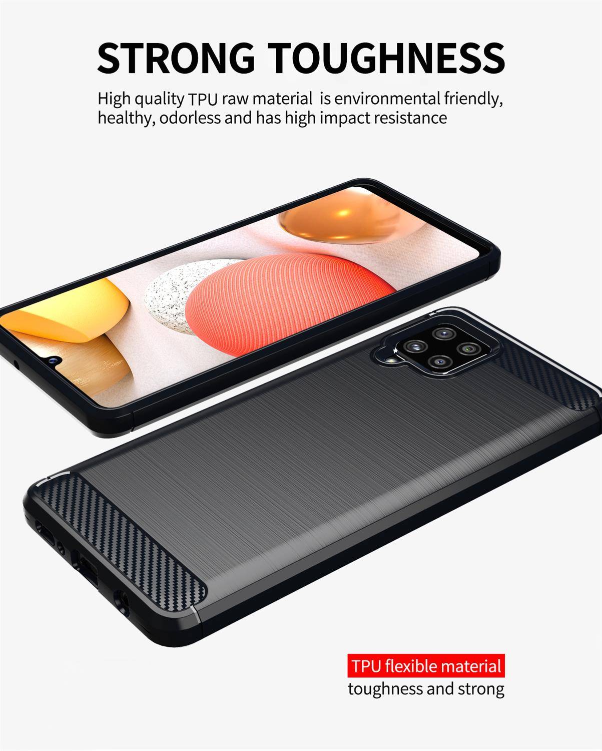 Cadorabo Hülle für Samsung Galaxy A42 4G in Schwarz Schutzhülle TPU Case Cover Etui Handyhülle
