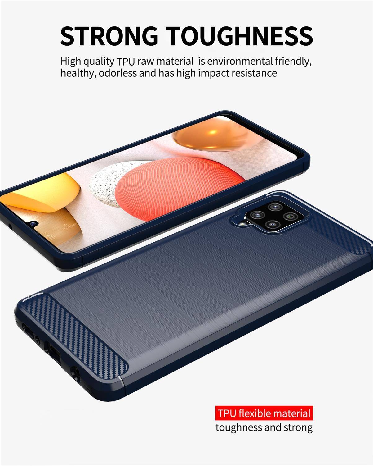 Cadorabo Hülle für Samsung Galaxy A42 4G in Blau Schutzhülle TPU Case Cover Etui Handyhülle