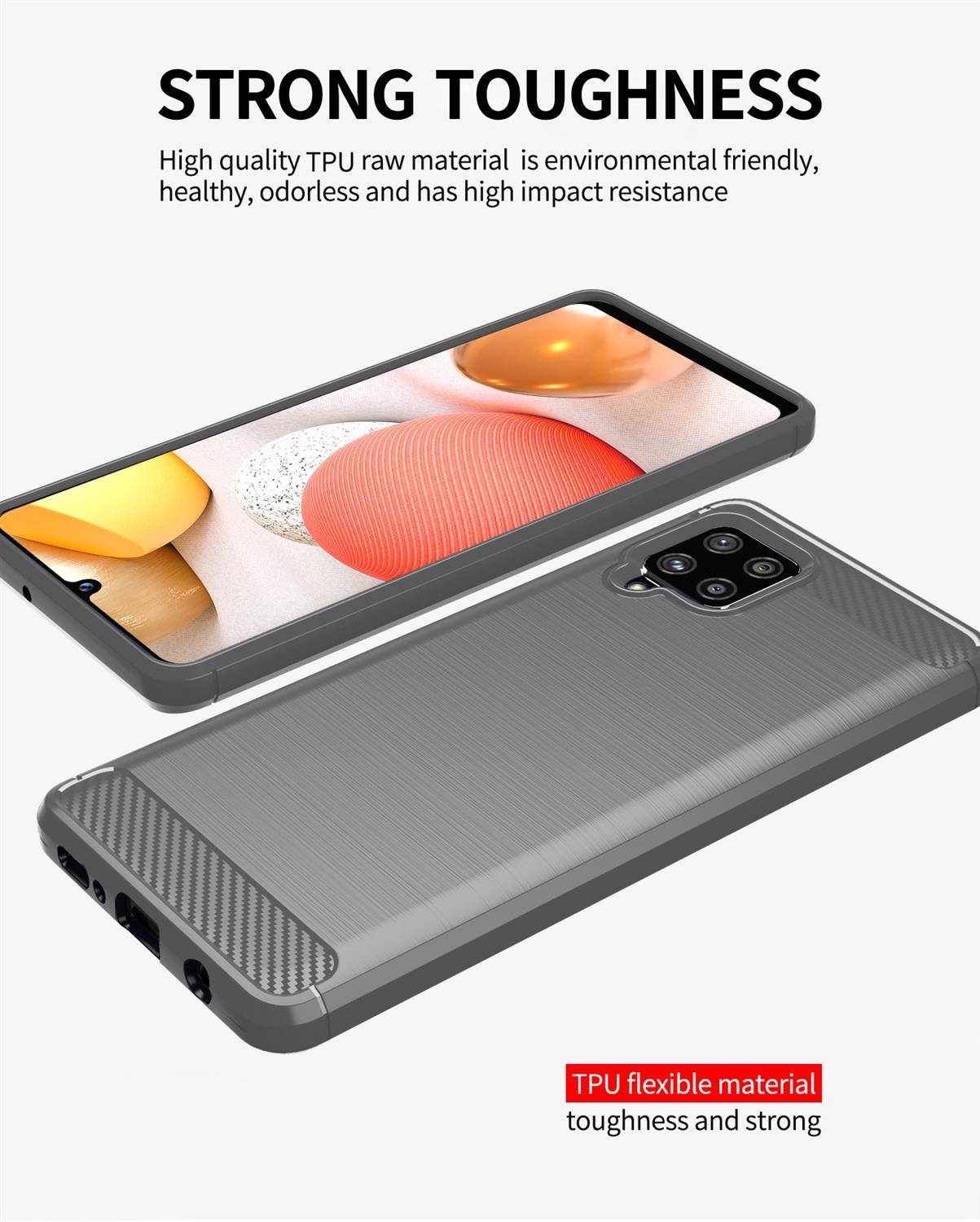 Cadorabo Hülle für Samsung Galaxy A42 4G in Grau Schutzhülle TPU Case Cover Etui Handyhülle