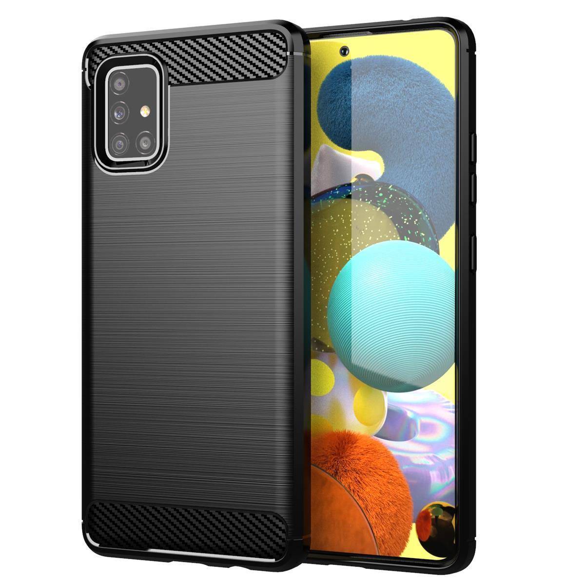 Cadorabo Hülle für Samsung Galaxy A51 4G / M40s in Schwarz Schutzhülle TPU Case Cover Etui Handyhülle