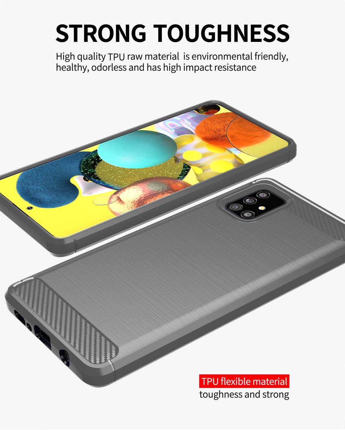 Cadorabo Hülle für Samsung Galaxy A51 4G / M40s in Grau Schutzhülle TPU Case Cover Etui Handyhülle