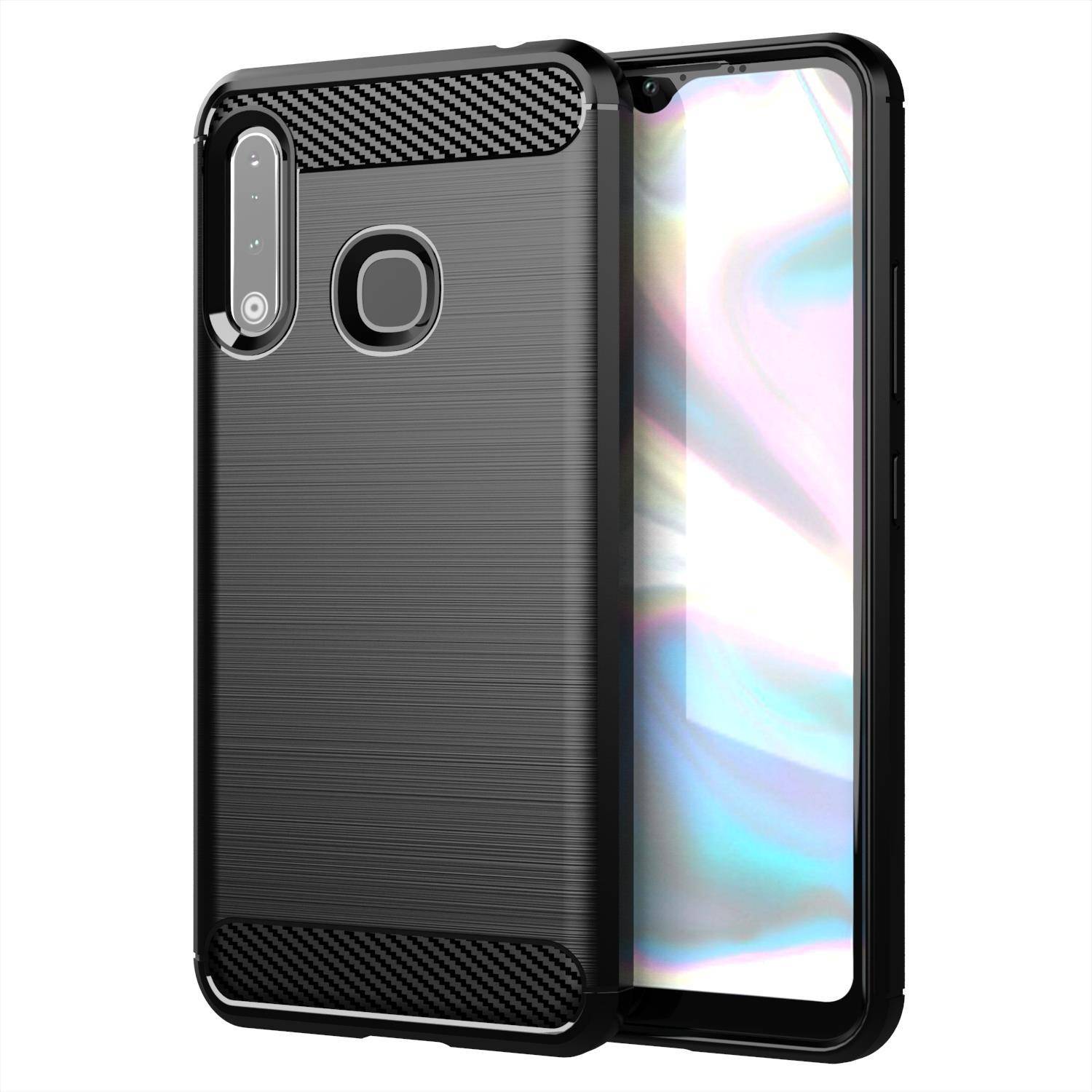 Cadorabo Hülle für Samsung Galaxy A70e in Schwarz Schutzhülle TPU Case Cover Etui Handyhülle