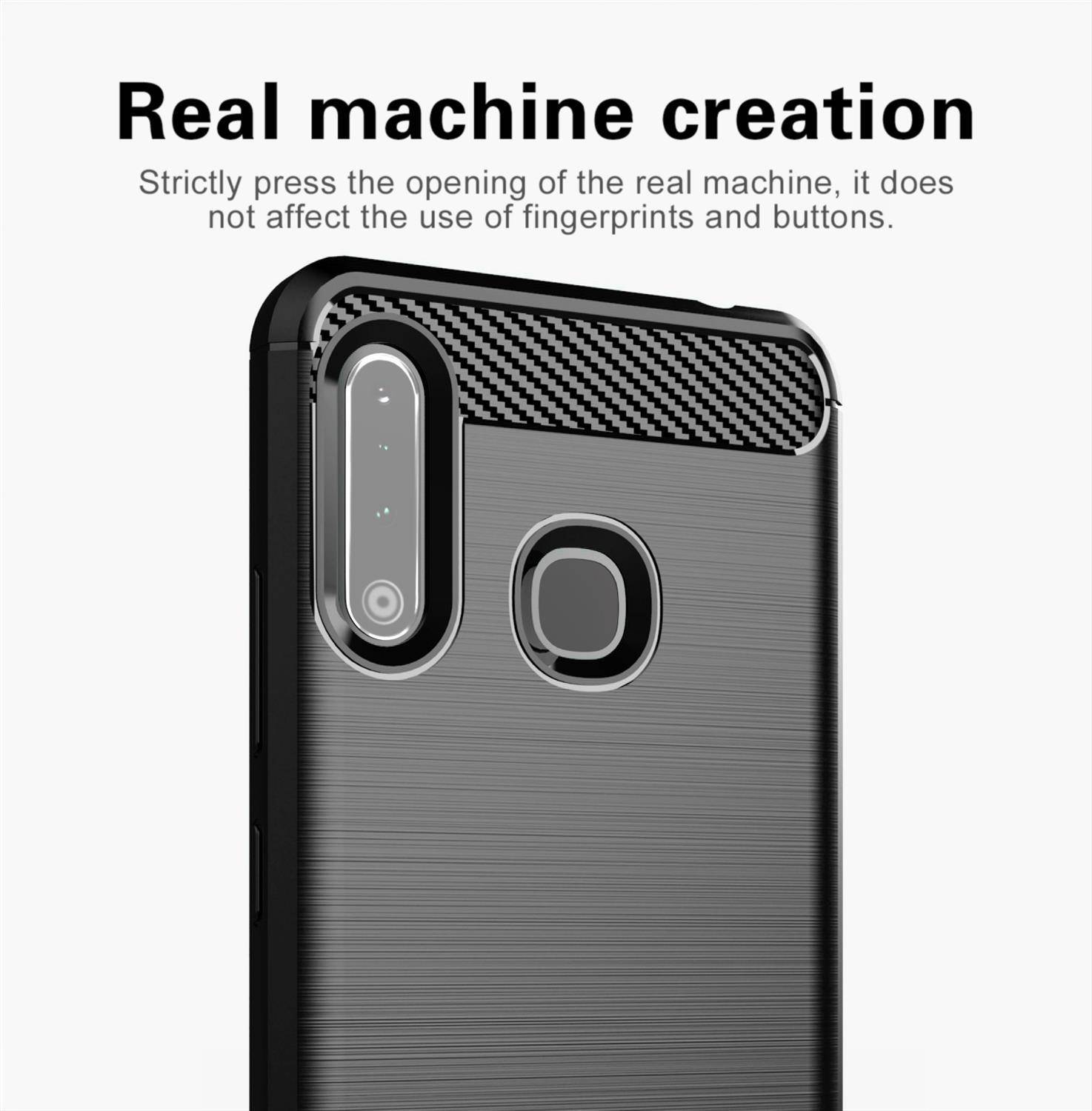 Cadorabo Hülle für Samsung Galaxy A70e in Schwarz Schutzhülle TPU Case Cover Etui Handyhülle