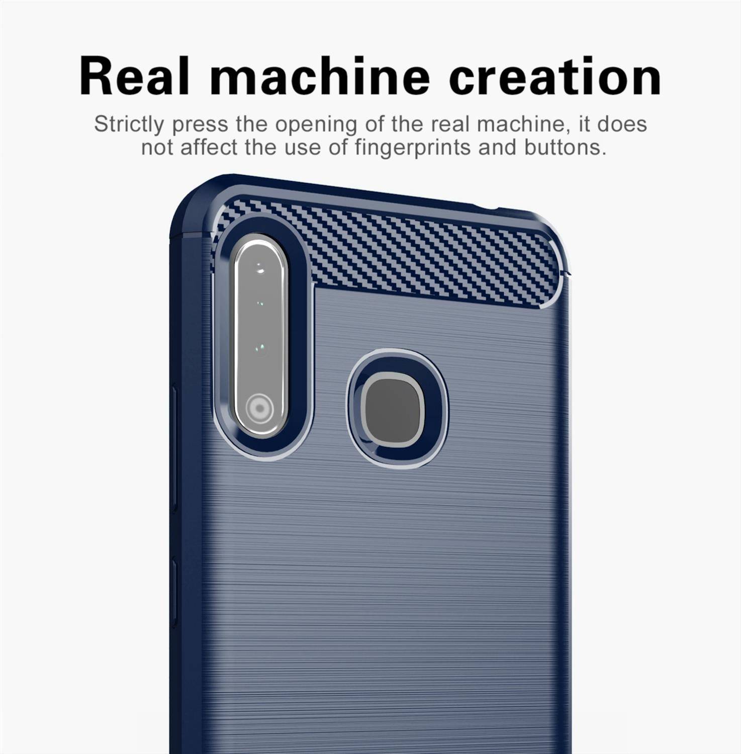 Cadorabo Hülle für Samsung Galaxy A70e in Blau Schutzhülle TPU Case Cover Etui Handyhülle