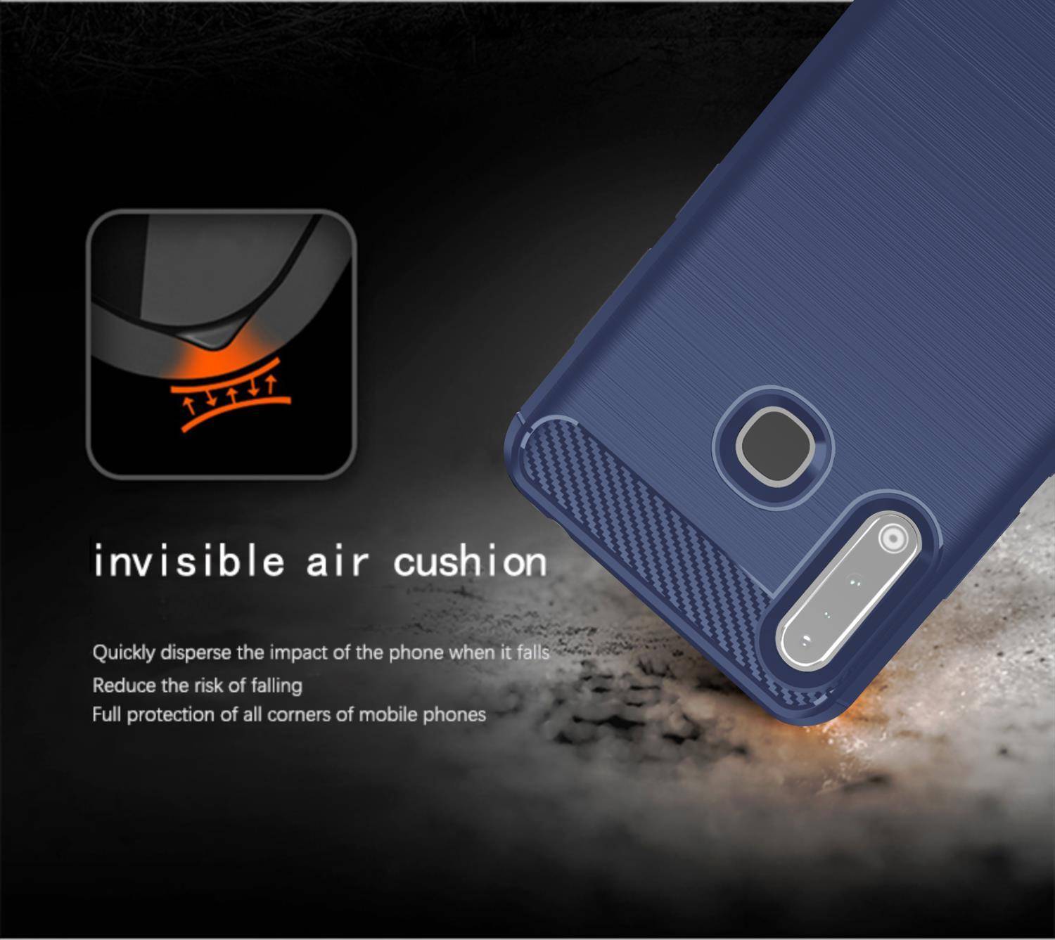 Cadorabo Hülle für Samsung Galaxy A70e in Blau Schutzhülle TPU Case Cover Etui Handyhülle