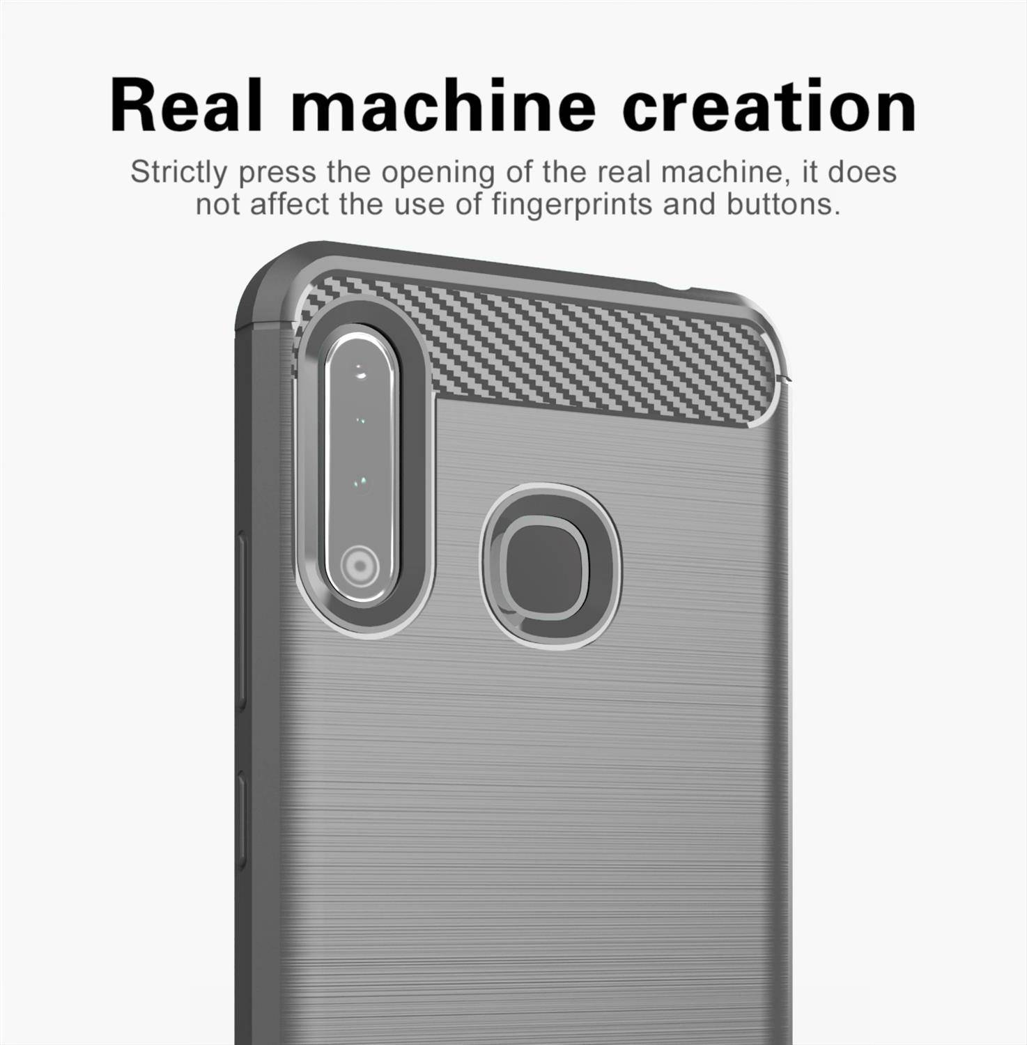Cadorabo Hülle für Samsung Galaxy A70e in Grau Schutzhülle TPU Case Cover Etui Handyhülle
