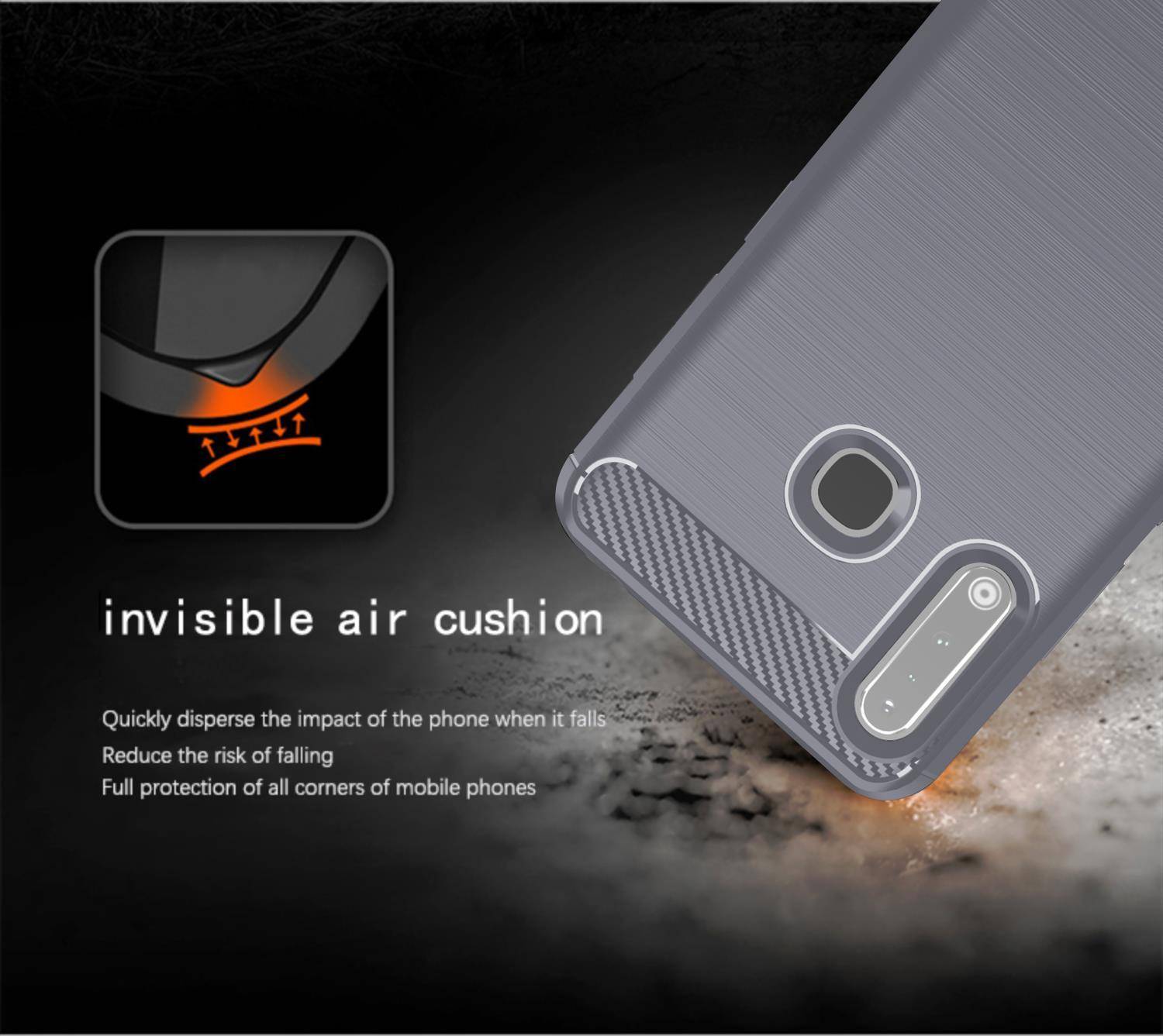 Cadorabo Hülle für Samsung Galaxy A70e in Grau Schutzhülle TPU Case Cover Etui Handyhülle