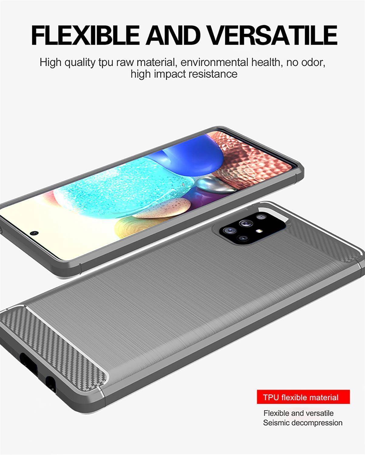 Cadorabo Hülle für Samsung Galaxy A71 4G in Grau Schutzhülle TPU Case Cover Etui Handyhülle