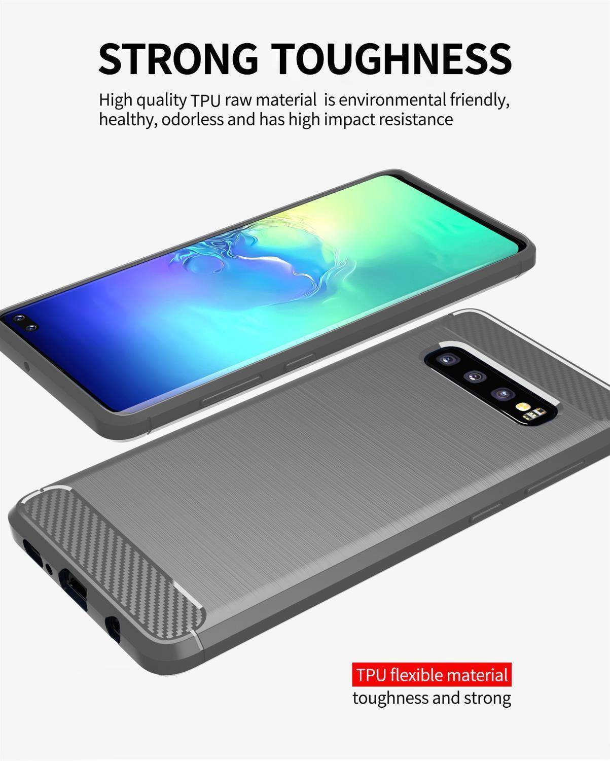 Cadorabo Hülle für Samsung Galaxy S10 4G in Grau Schutzhülle TPU Case Cover Etui Handyhülle
