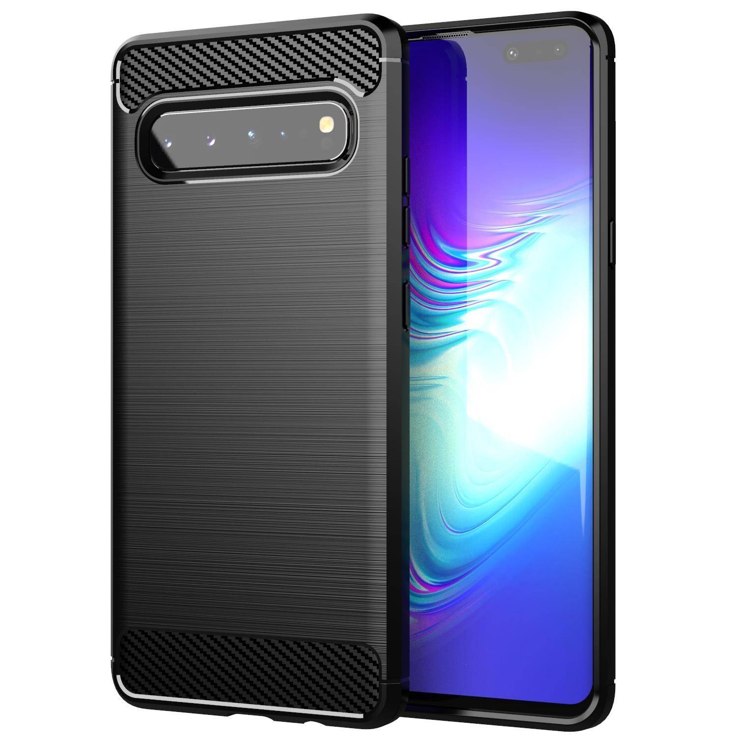 Cadorabo Hülle für Samsung Galaxy S10 5G in Schwarz Schutzhülle TPU Case Cover Etui Handyhülle