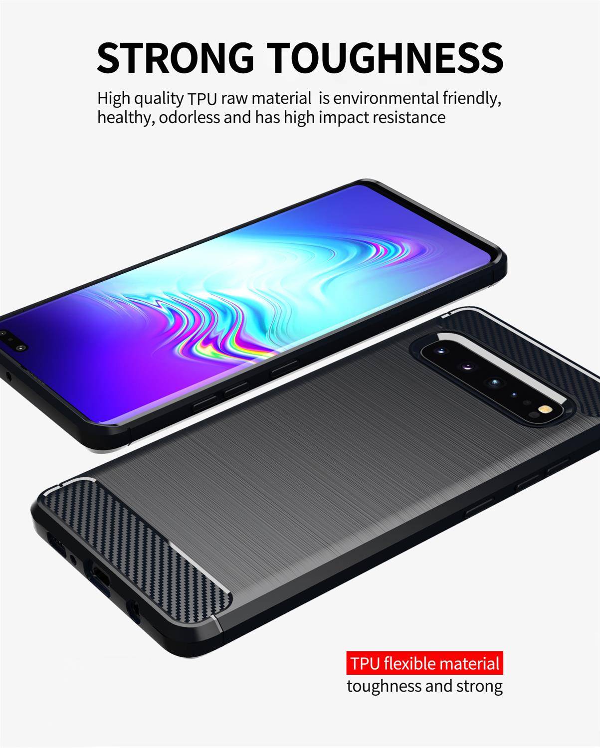 Cadorabo Hülle für Samsung Galaxy S10 5G in Schwarz Schutzhülle TPU Case Cover Etui Handyhülle