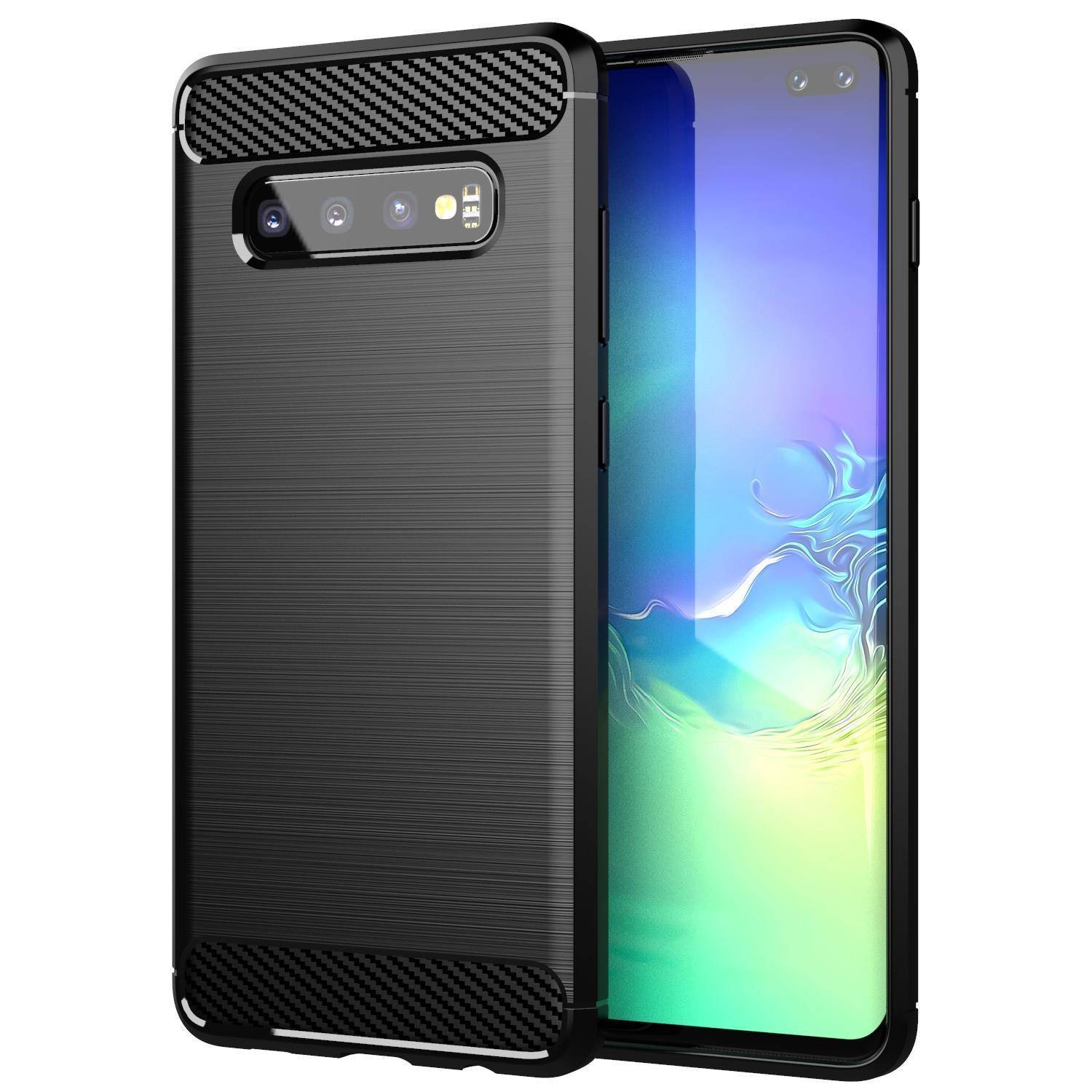 Cadorabo Hülle für Samsung Galaxy S10 PLUS in Schwarz Schutzhülle TPU Case Cover Etui Handyhülle