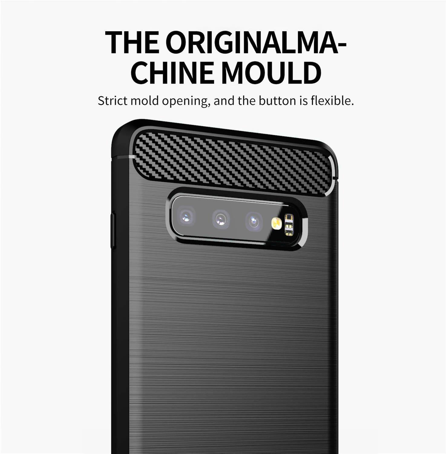 Cadorabo Hülle für Samsung Galaxy S10 PLUS in Schwarz Schutzhülle TPU Case Cover Etui Handyhülle