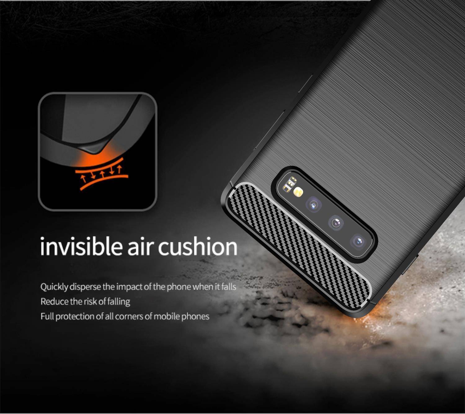Cadorabo Hülle für Samsung Galaxy S10 PLUS in Schwarz Schutzhülle TPU Case Cover Etui Handyhülle