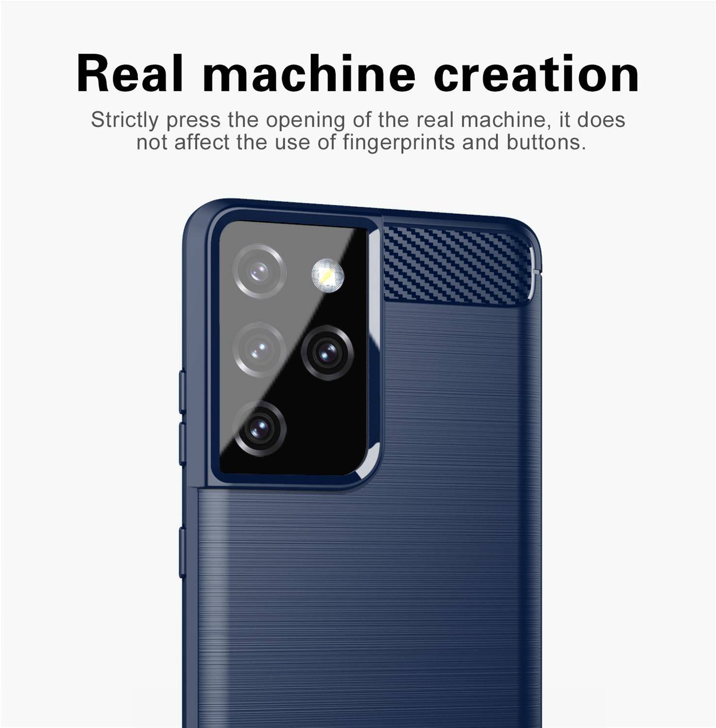 Cadorabo Hülle für Samsung Galaxy S21 ULTRA in Blau Schutzhülle TPU Case Cover Etui Handyhülle