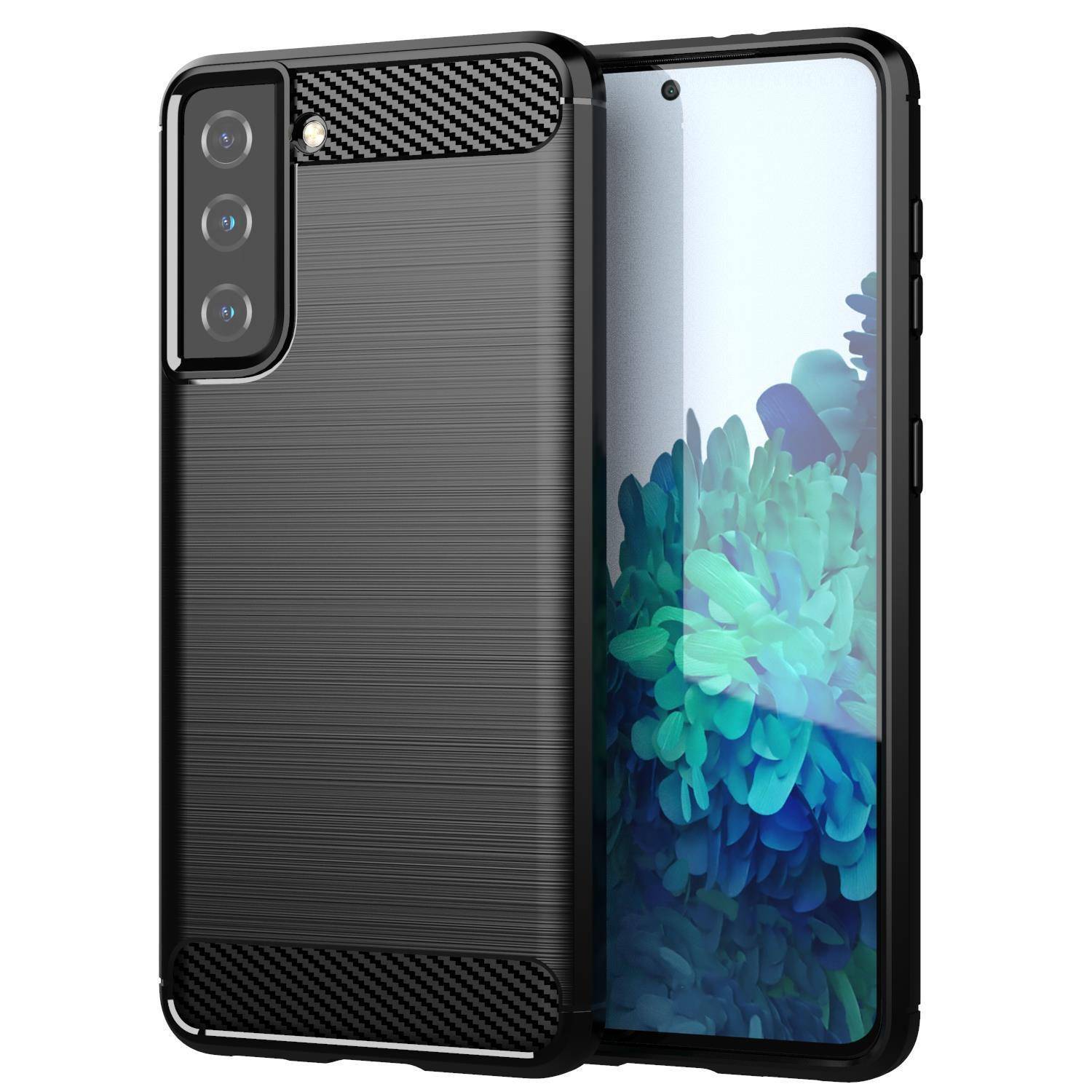 Cadorabo Hülle für Samsung Galaxy S21 PLUS in Schwarz Schutzhülle TPU Case Cover Etui Handyhülle