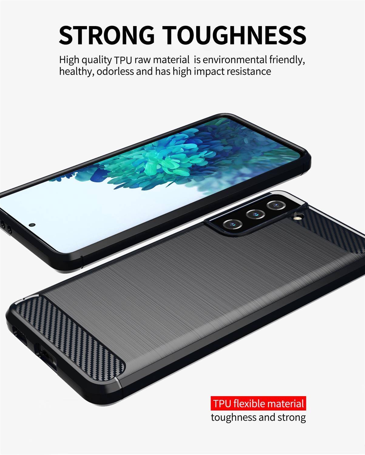 Cadorabo Hülle für Samsung Galaxy S21 PLUS in Schwarz Schutzhülle TPU Case Cover Etui Handyhülle