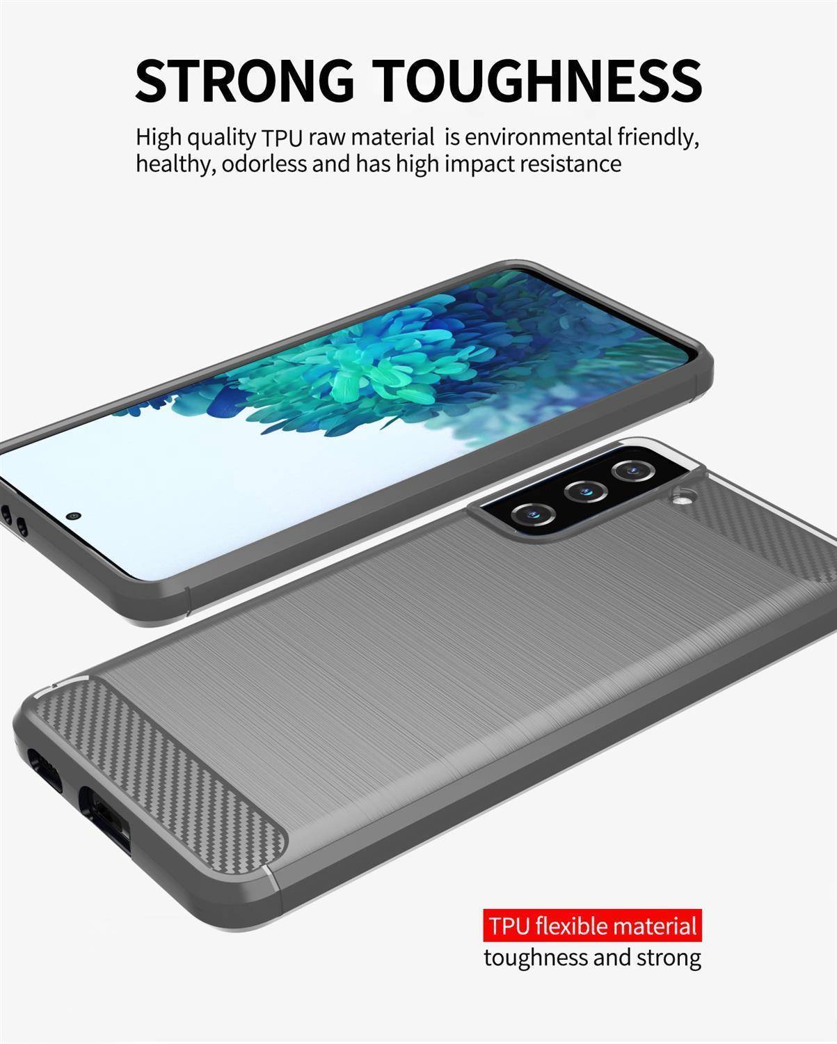 Cadorabo Hülle für Samsung Galaxy S21 PLUS in Grau Schutzhülle TPU Case Cover Etui Handyhülle