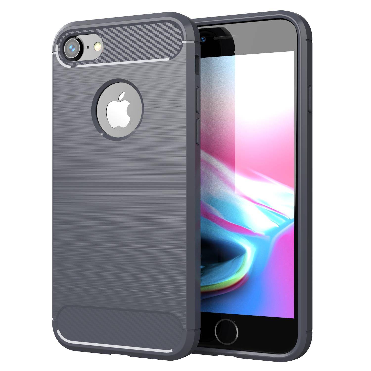 Cadorabo Hülle für Apple iPhone 7 / 7S / 8 in Grau Schutzhülle TPU Case Cover Etui Handyhülle