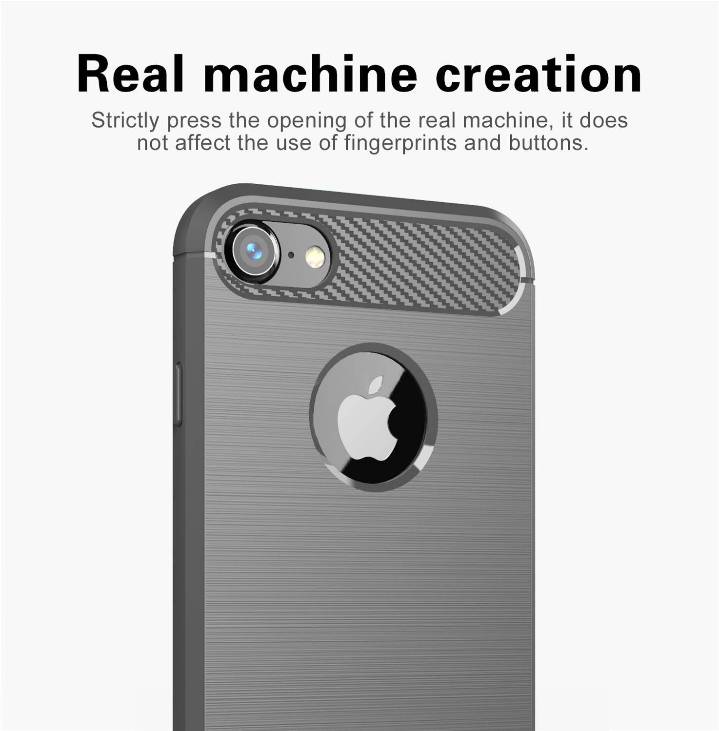 Cadorabo Hülle für Apple iPhone 7 / 7S / 8 in Grau Schutzhülle TPU Case Cover Etui Handyhülle