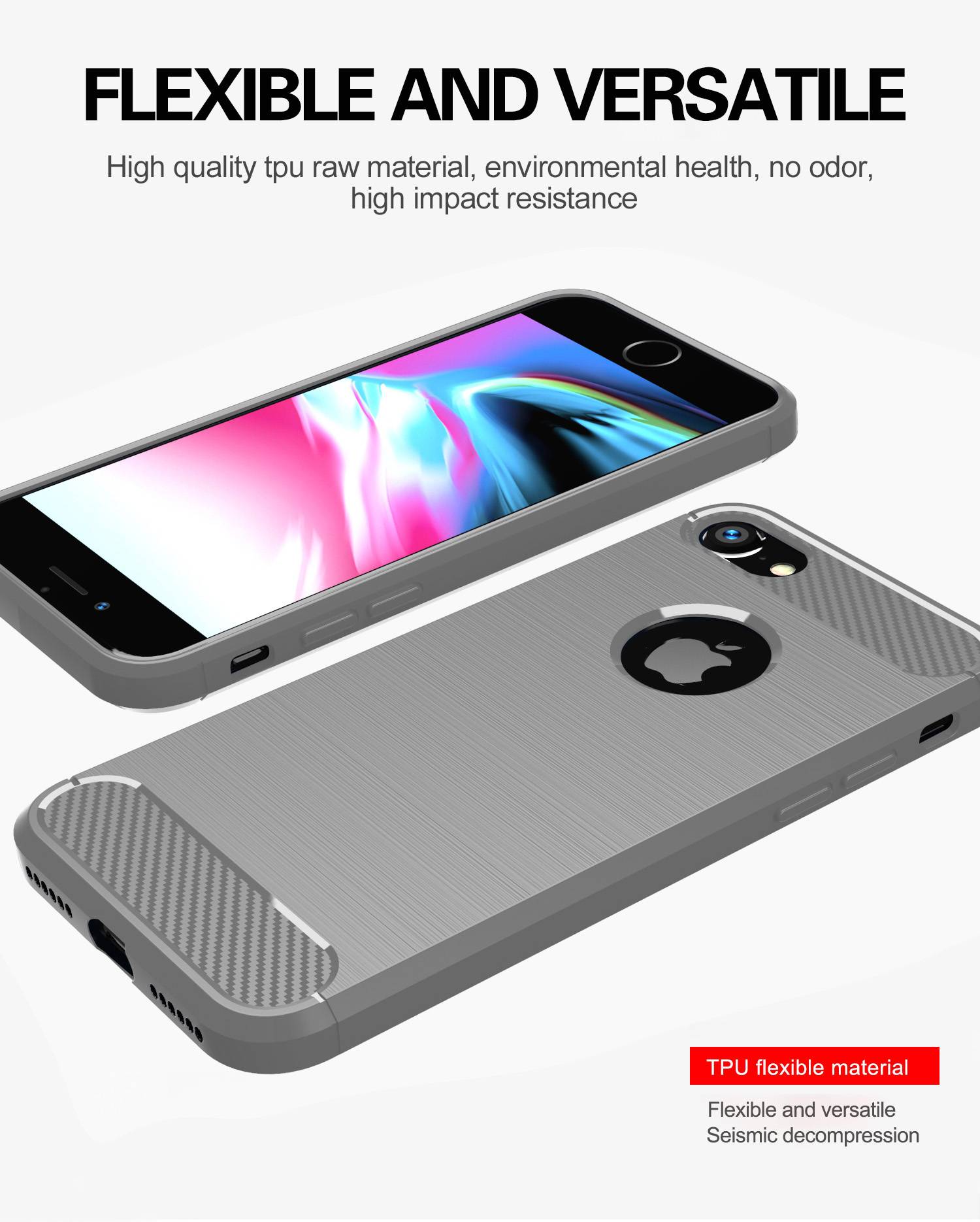 Cadorabo Hülle für Apple iPhone 7 / 7S / 8 in Grau Schutzhülle TPU Case Cover Etui Handyhülle