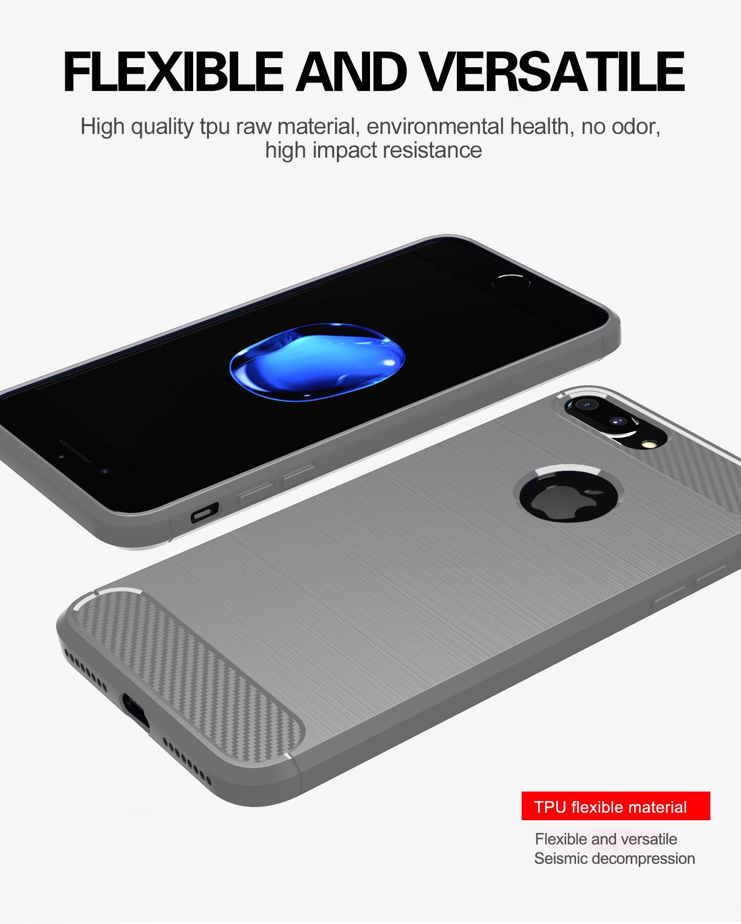 Cadorabo Hülle für Apple iPhone 7 PLUS / 7S PLUS in Grau Schutzhülle TPU Case Cover Etui Handyhülle