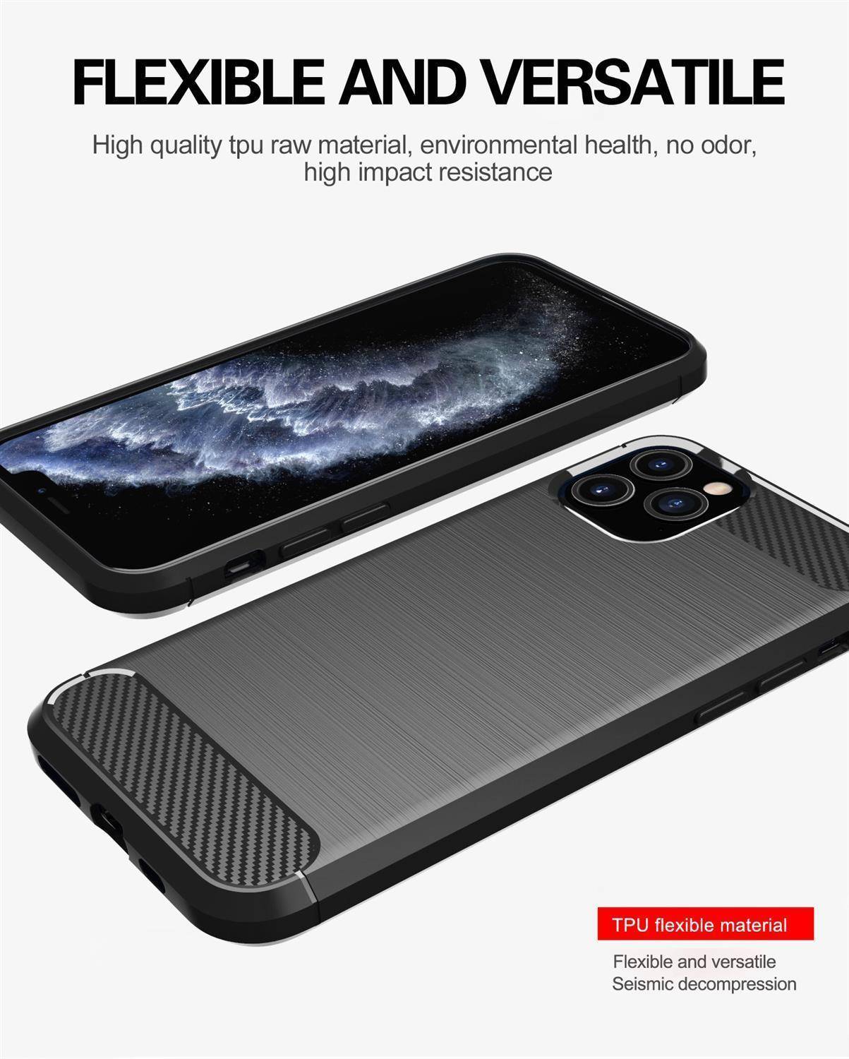 Cadorabo Hülle für Apple iPhone 11 PRO MAX in Schwarz Schutzhülle TPU Case Cover Etui Handyhülle
