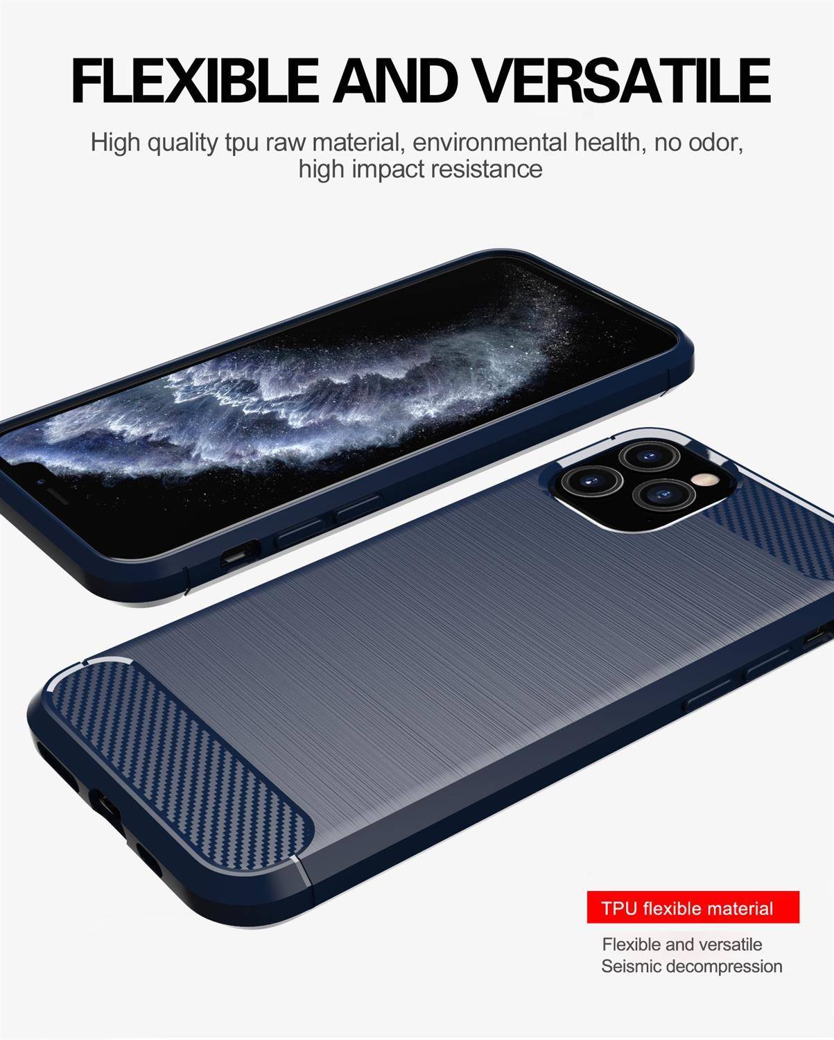 Cadorabo Hülle für Apple iPhone 11 PRO MAX in Blau Schutzhülle TPU Case Cover Etui Handyhülle