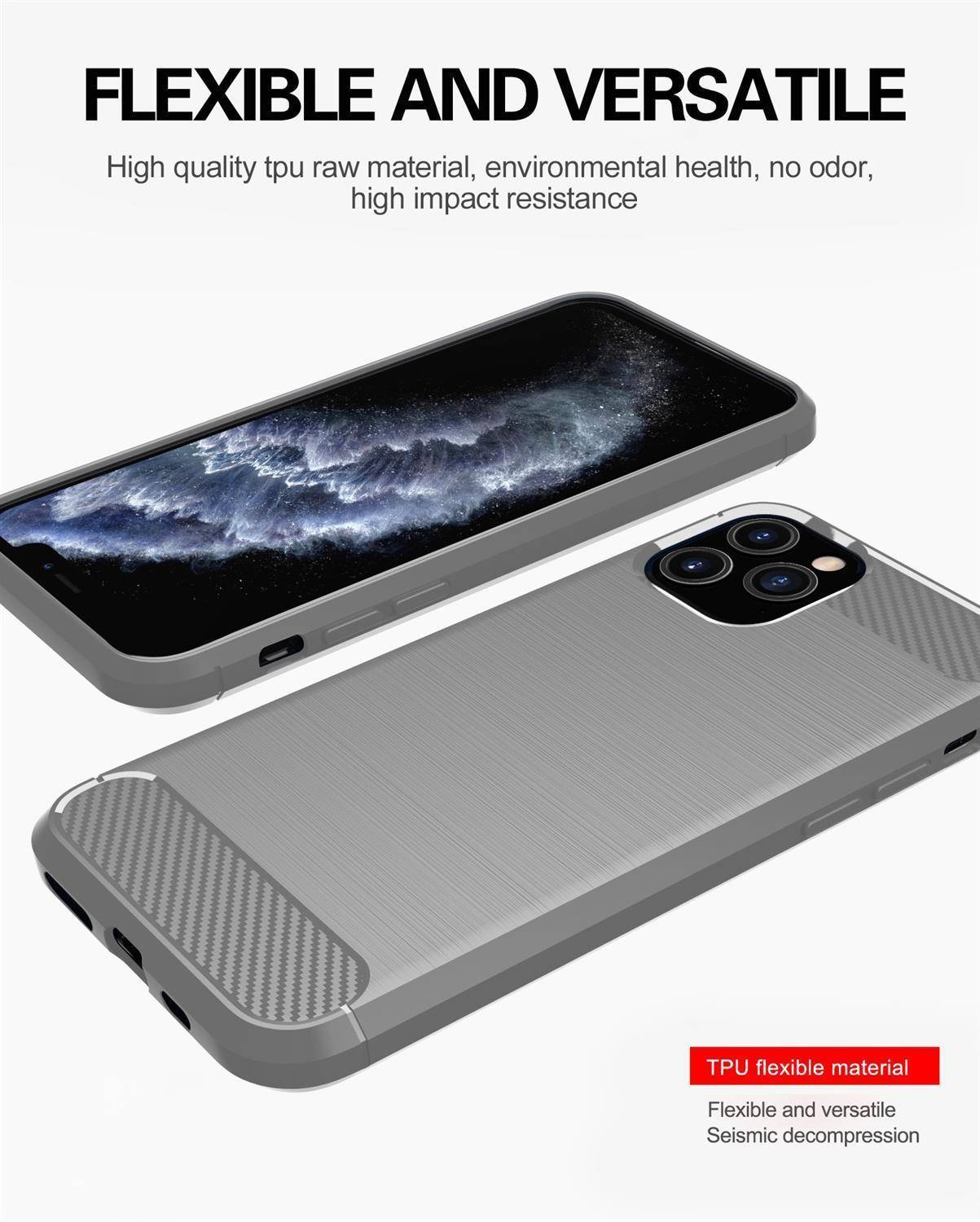 Cadorabo Hülle für Apple iPhone 11 PRO MAX in Grau Schutzhülle TPU Case Cover Etui Handyhülle