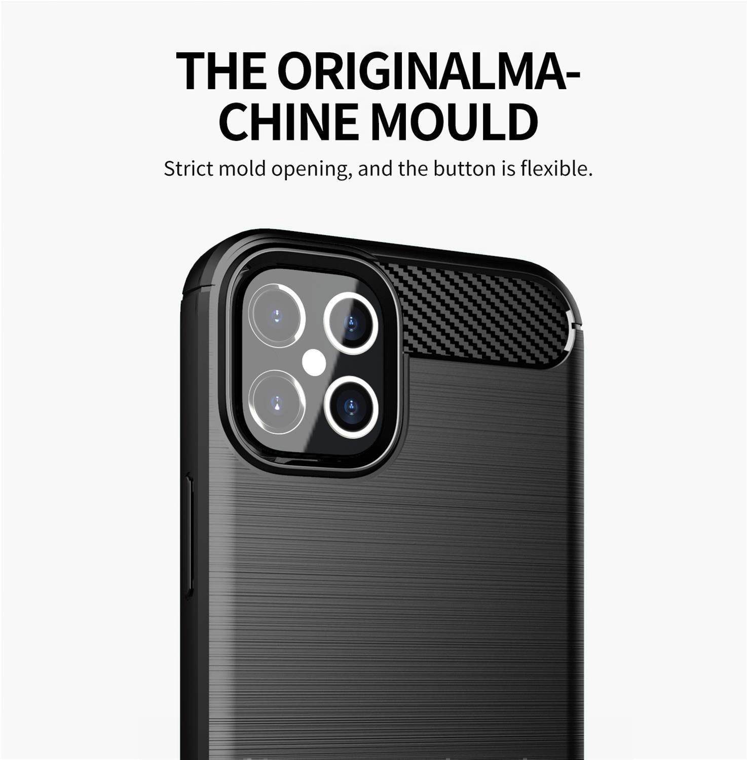 Cadorabo Hülle für Apple iPhone 12 / 12 PRO in Schwarz Schutzhülle TPU Case Cover Etui Handyhülle