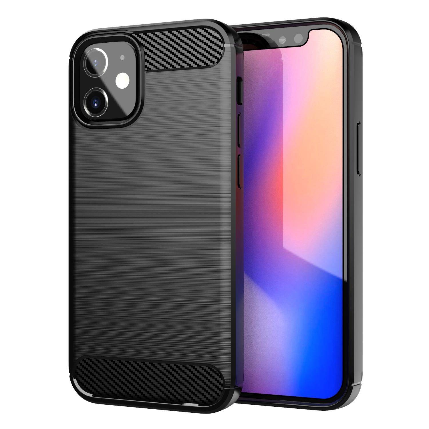 Cadorabo Hülle für Apple iPhone 12 MINI in Schwarz Schutzhülle TPU Case Cover Etui Handyhülle